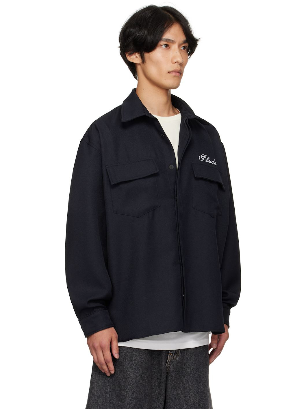 Black Boxy LS Work Shirt - 2