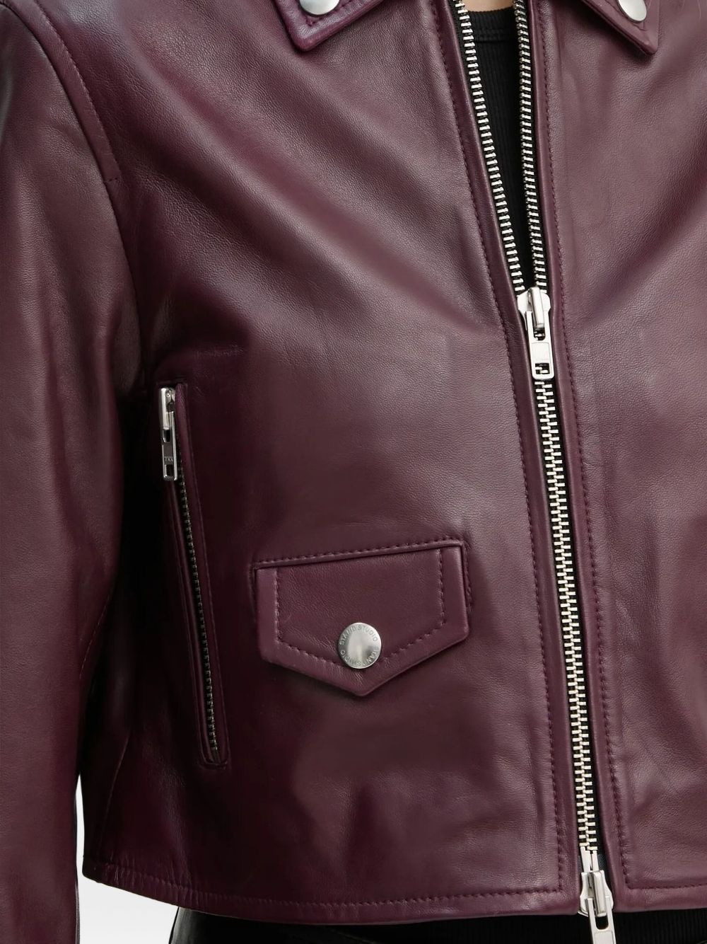 zip-fastening flap-pocket leather jacket - 4