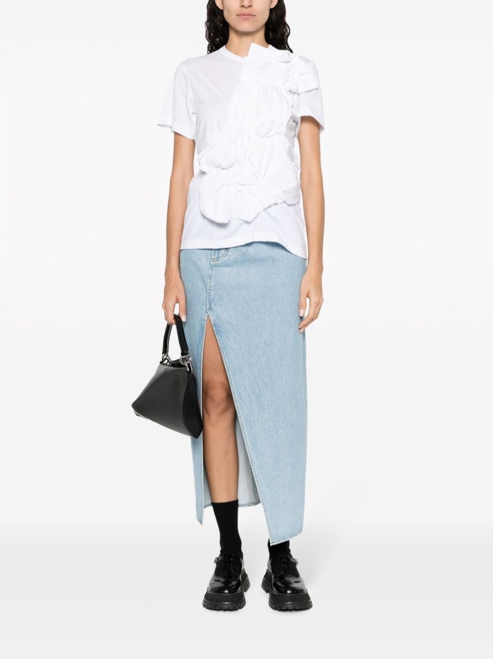 gathered-detail short-sleeve top - 2