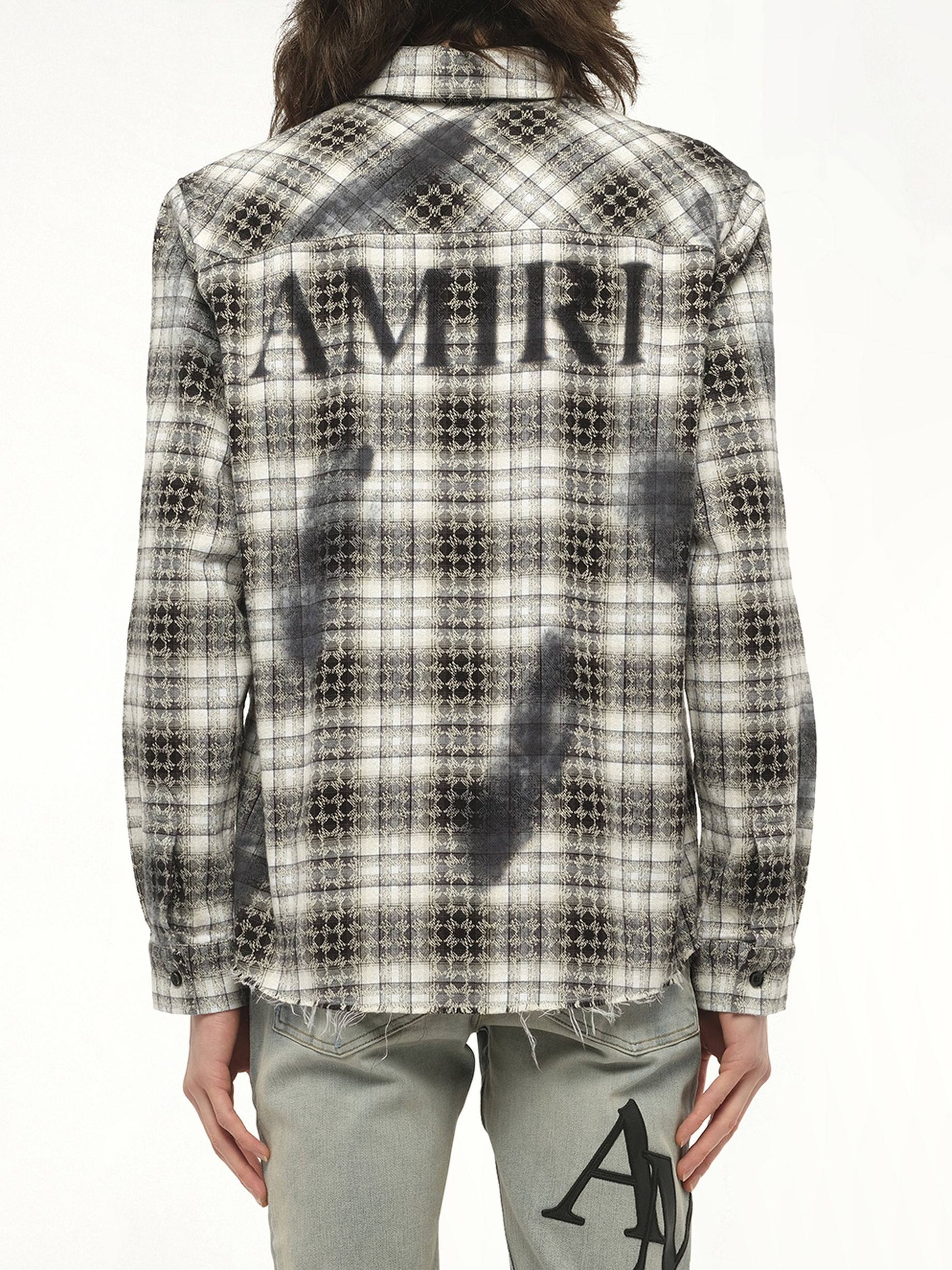 MA Quad Bleach Flannel Shirt in Black - 6