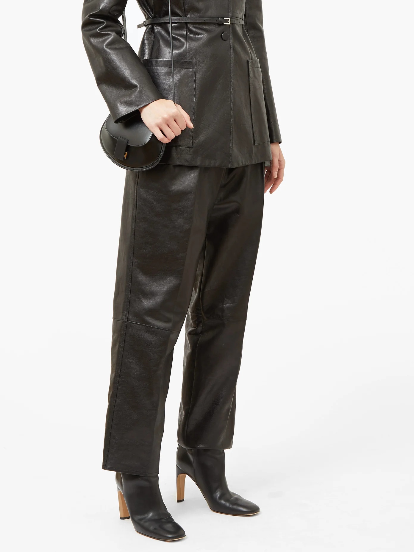 Napoleon pleated leather wide-leg trousers - 7