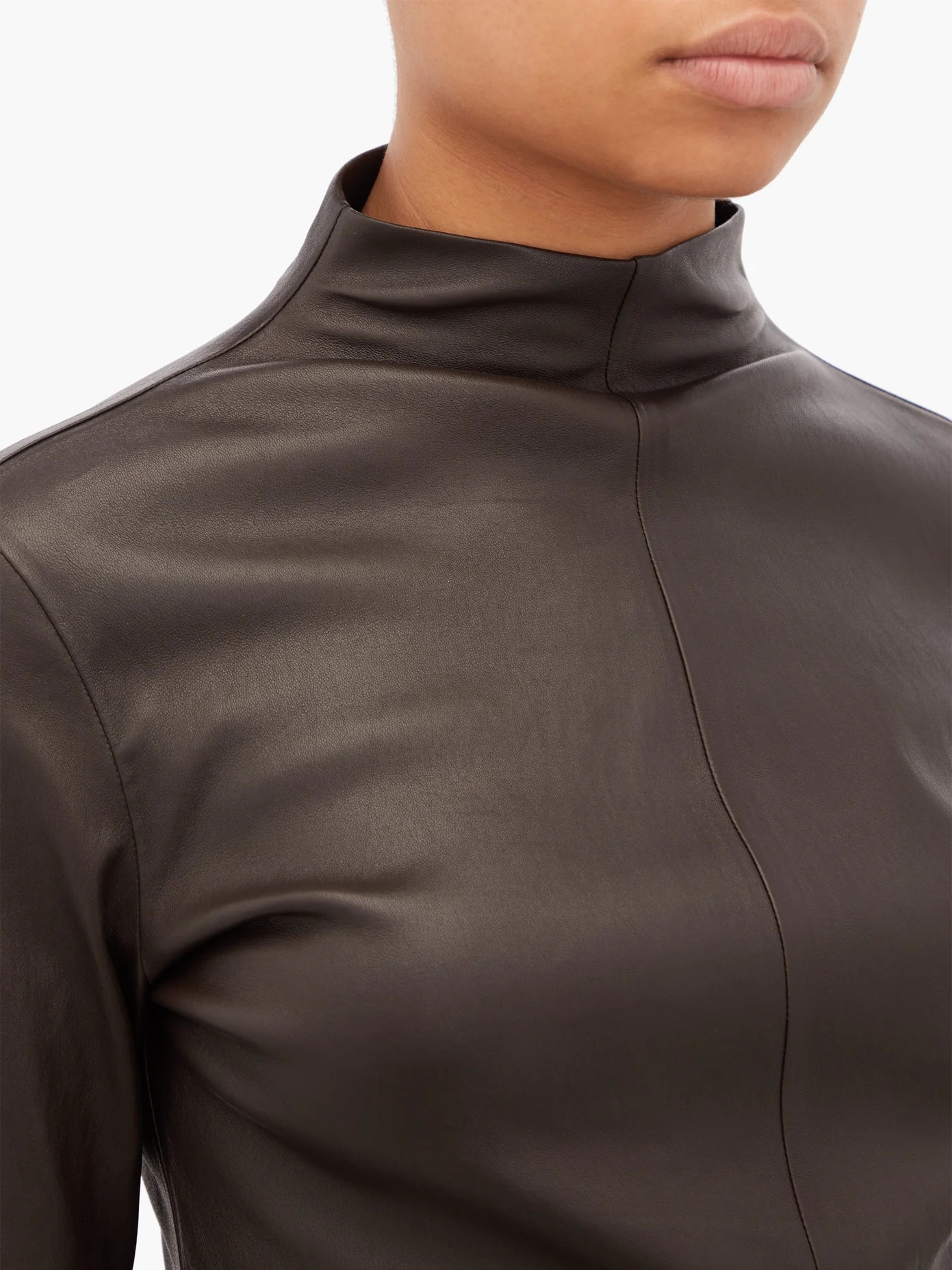 High-neck leather top - 4