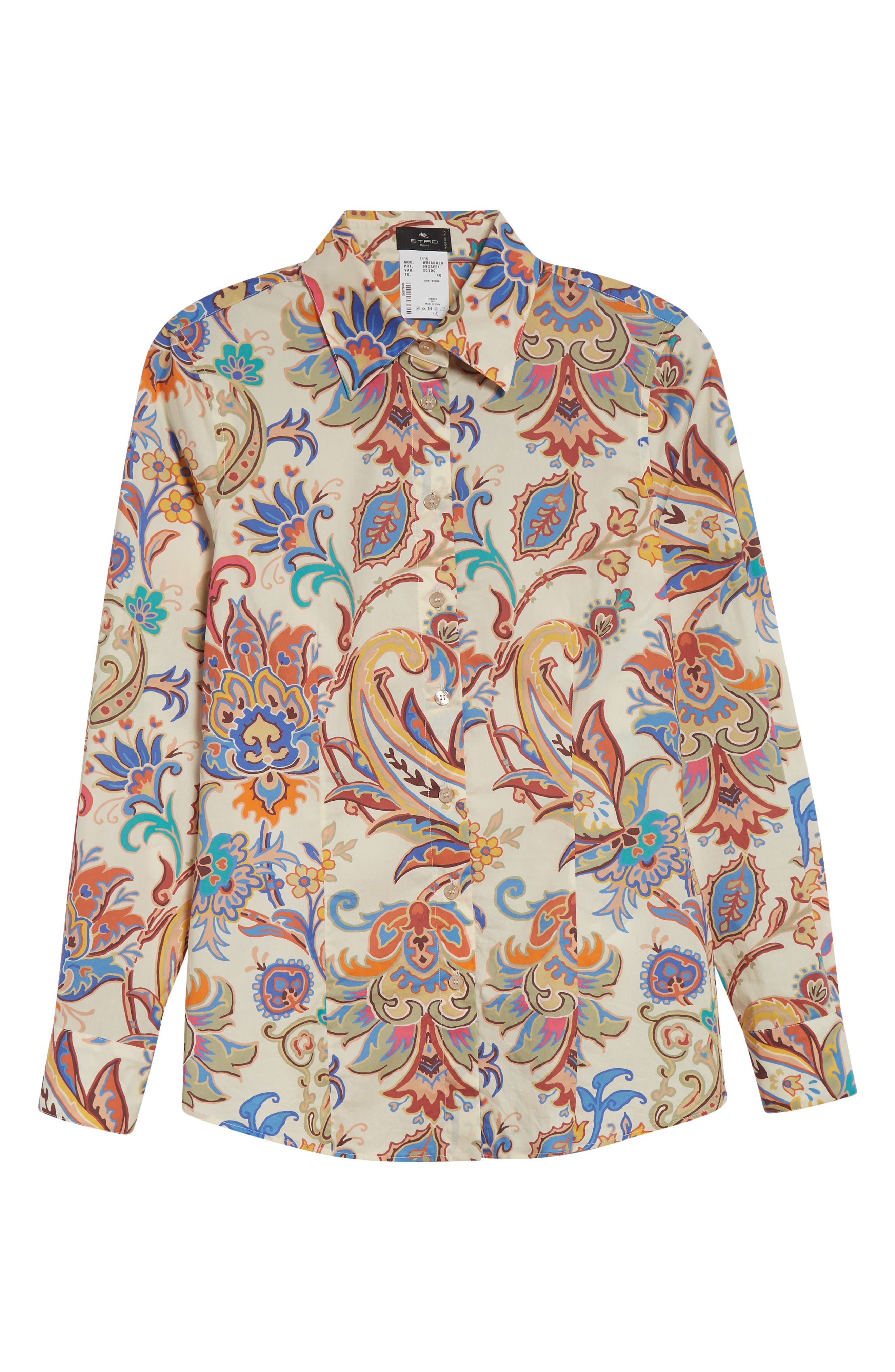 Etro Floral Paisley Stretch Poplin Button-Up Shirt in Stampa F.do Bianco at Nordstrom - 6