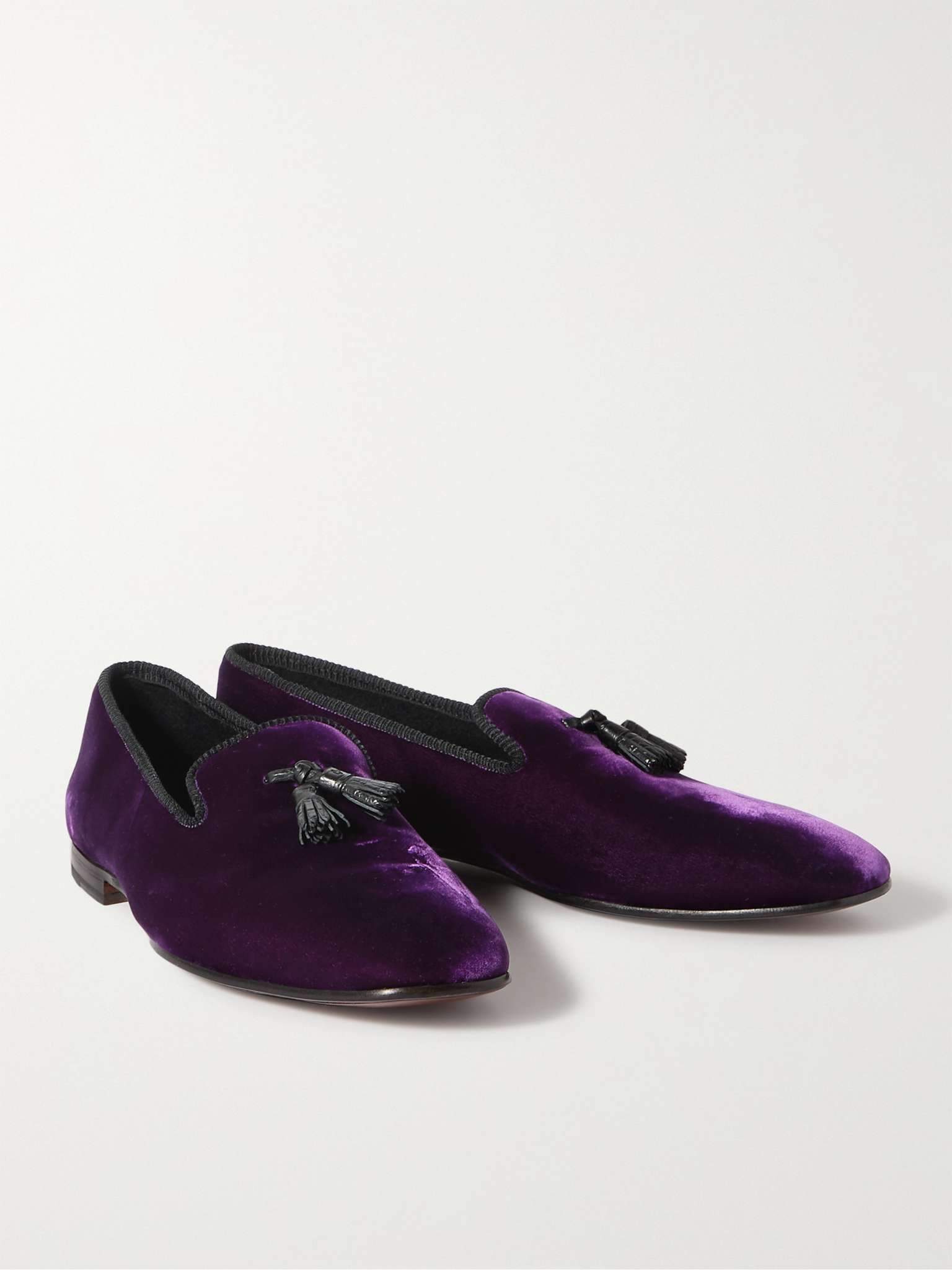 William Tasselled Leather-Trimmed Velvet Loafers - 4