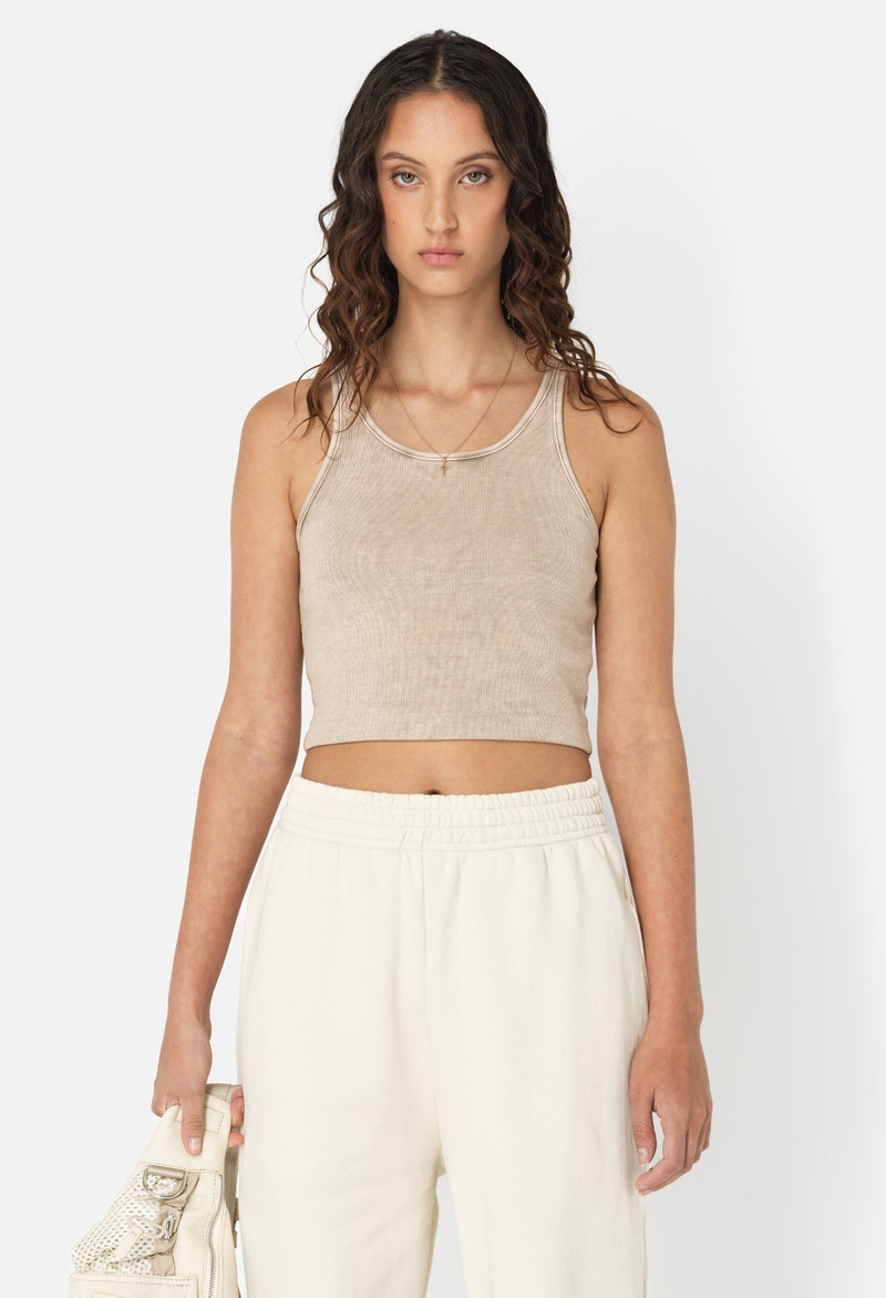 John Elliott MINERAL WASH GEMINI RIB CROPPED TANK outlook
