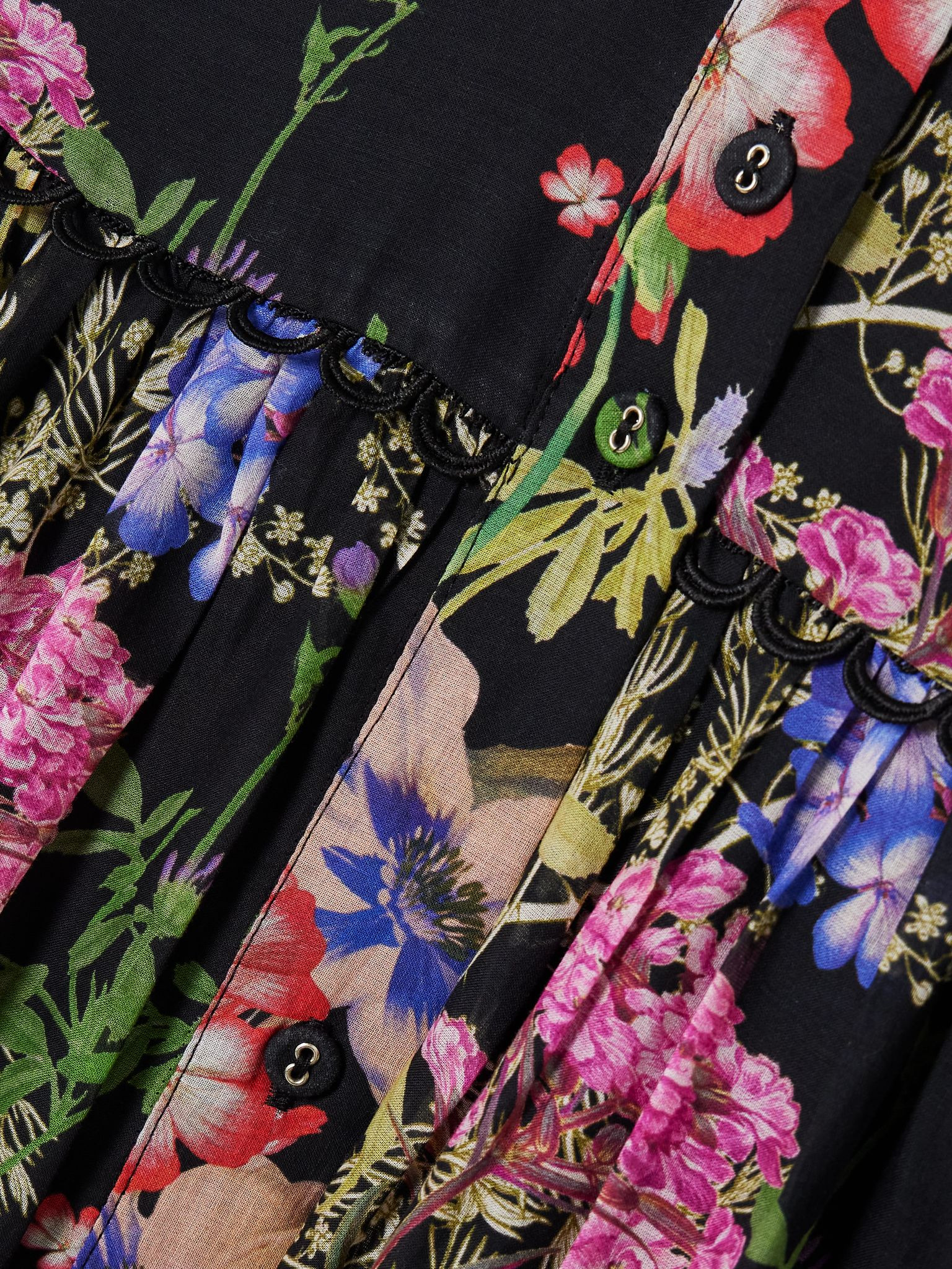 Ann tiered floral-print cotton-blend voile maxi skirt Black - 4