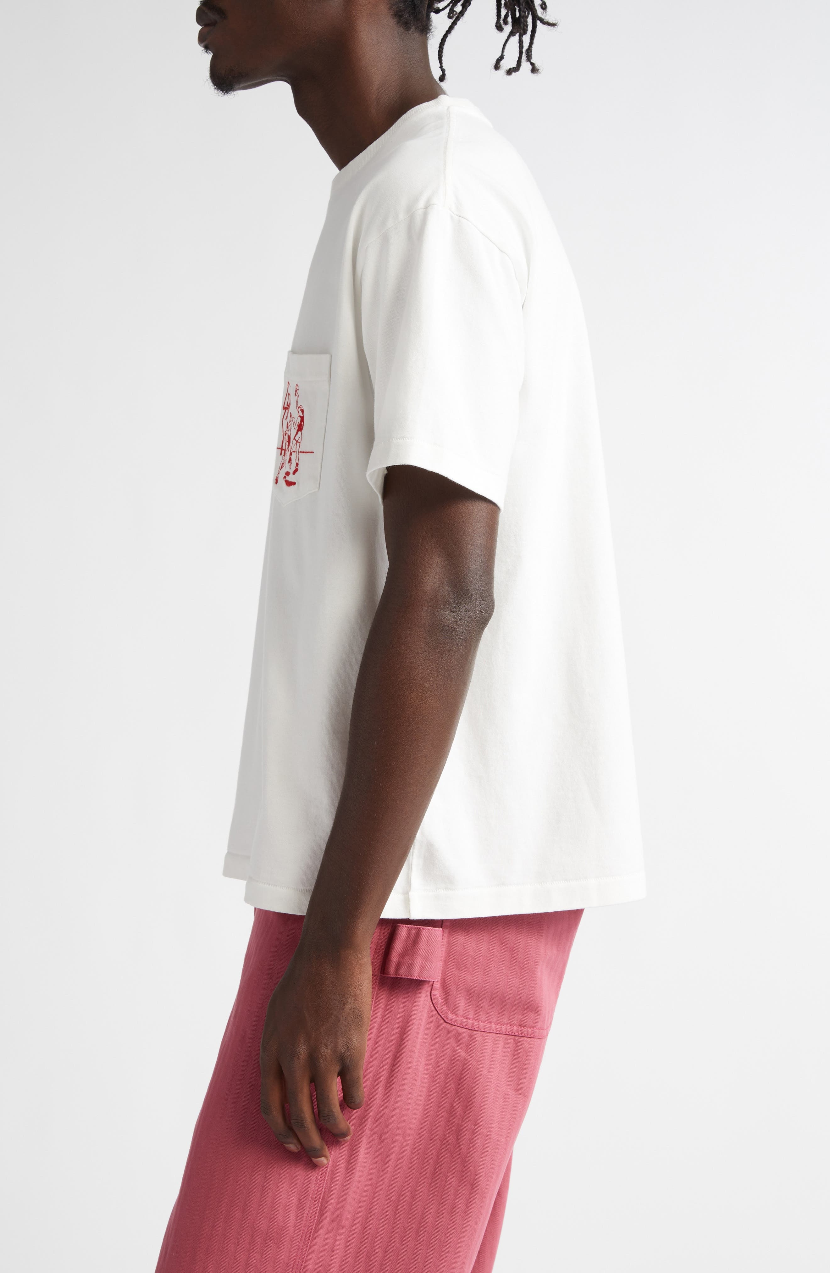 Bode Embroidered Hoop Pocket T-Shirt in Cream at Nordstrom - 4
