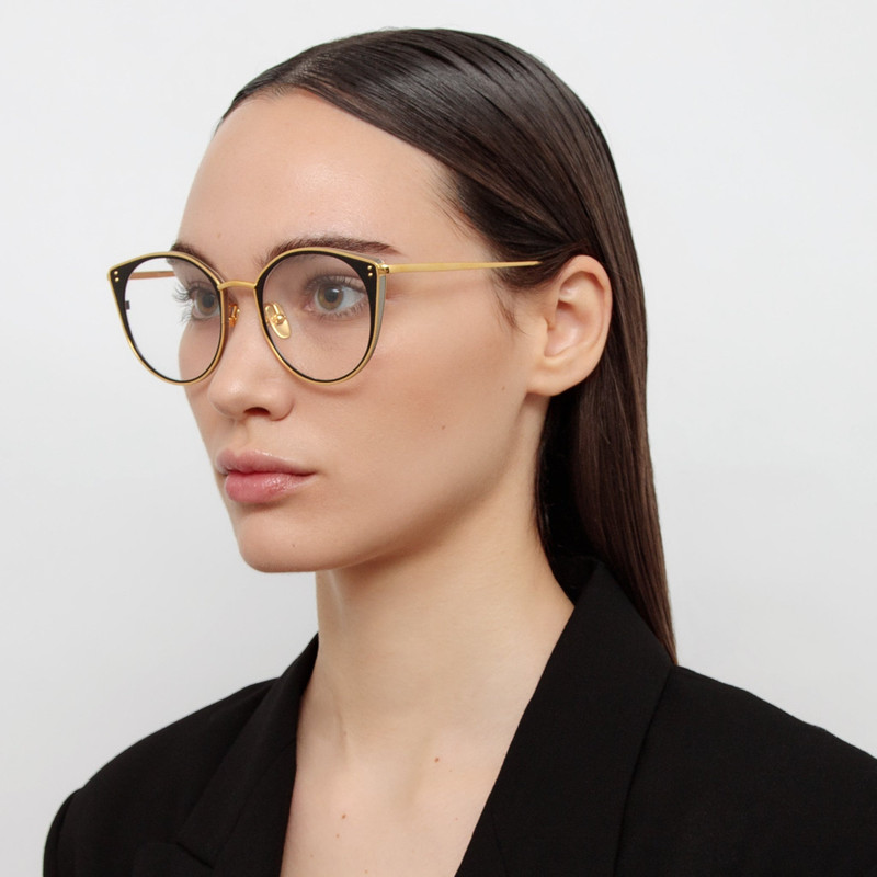 LINDA FARROW NEUSA OVAL OPTICAL FRAME IN YELLOW GOLD outlook
