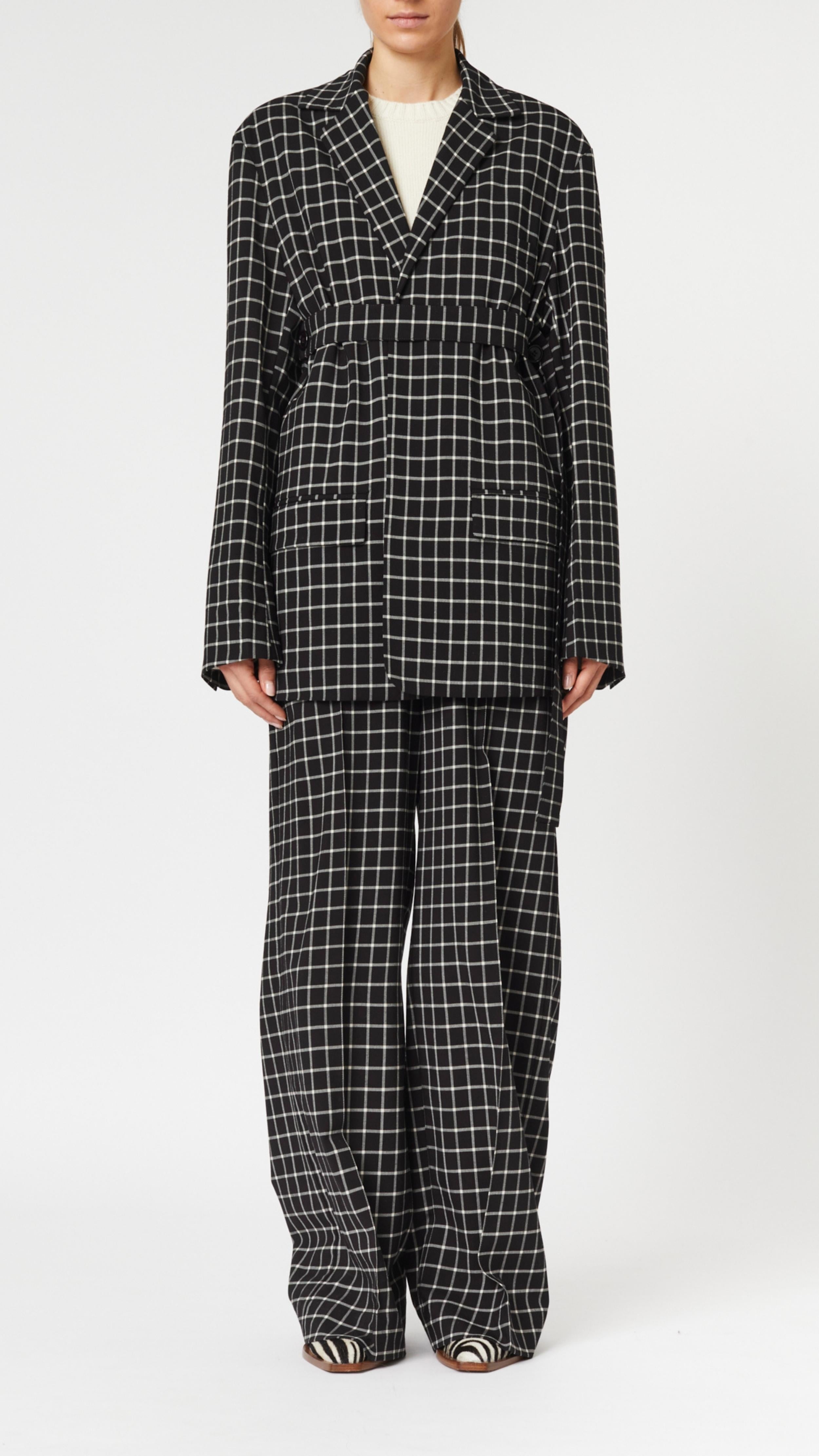 Checked Black Trousers - 5