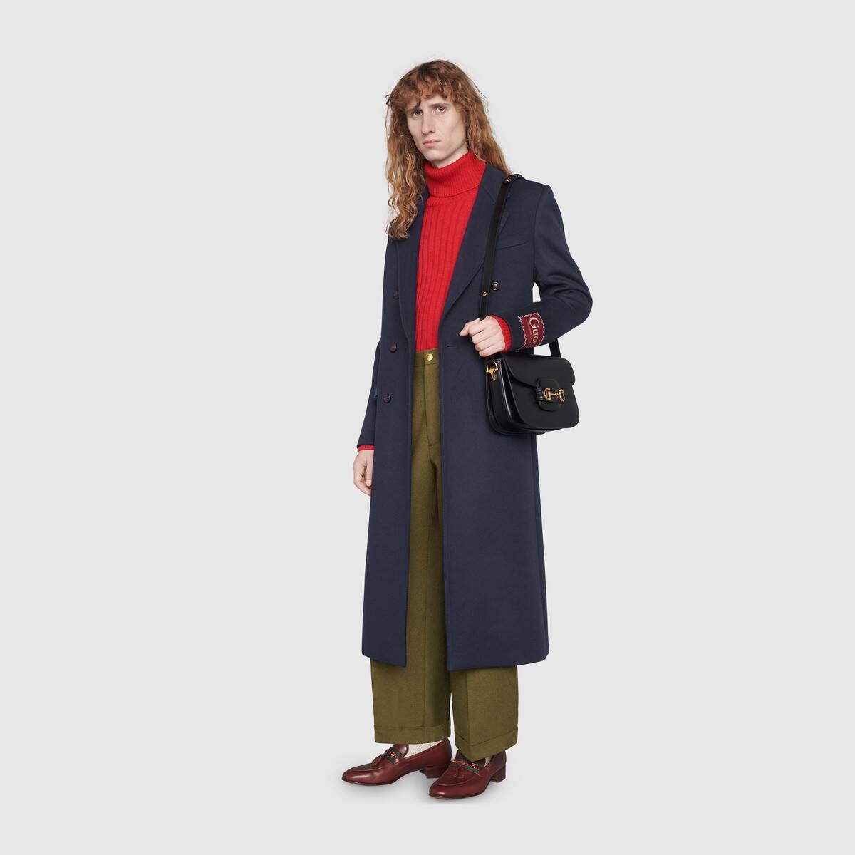 Wool coat with Gucci label - 2