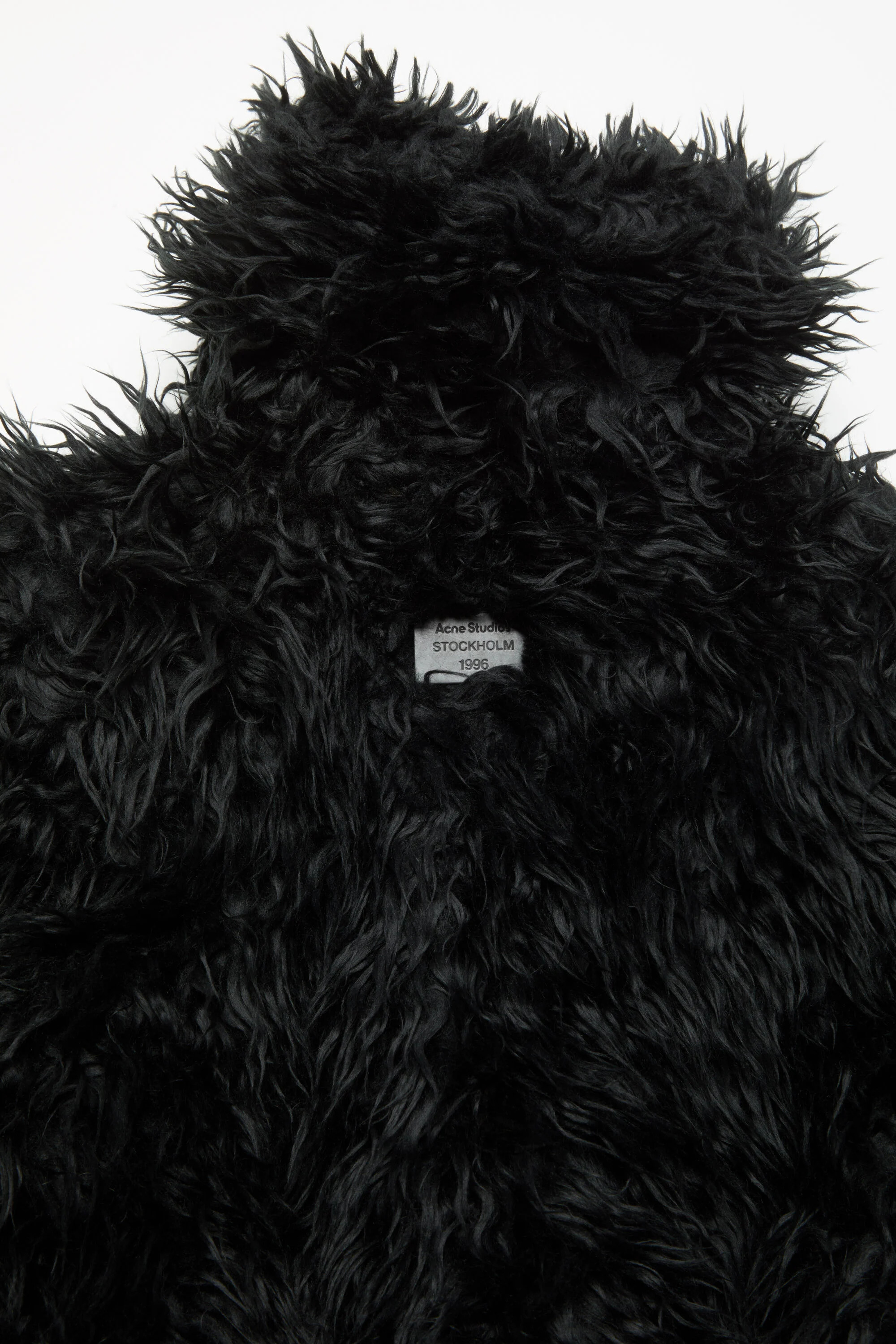 Faux fur belted coat - Black - 5