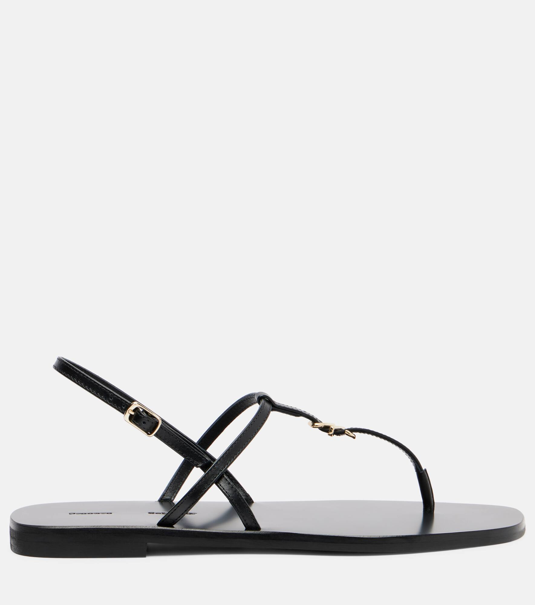 Monogram leather thong sandals - 4