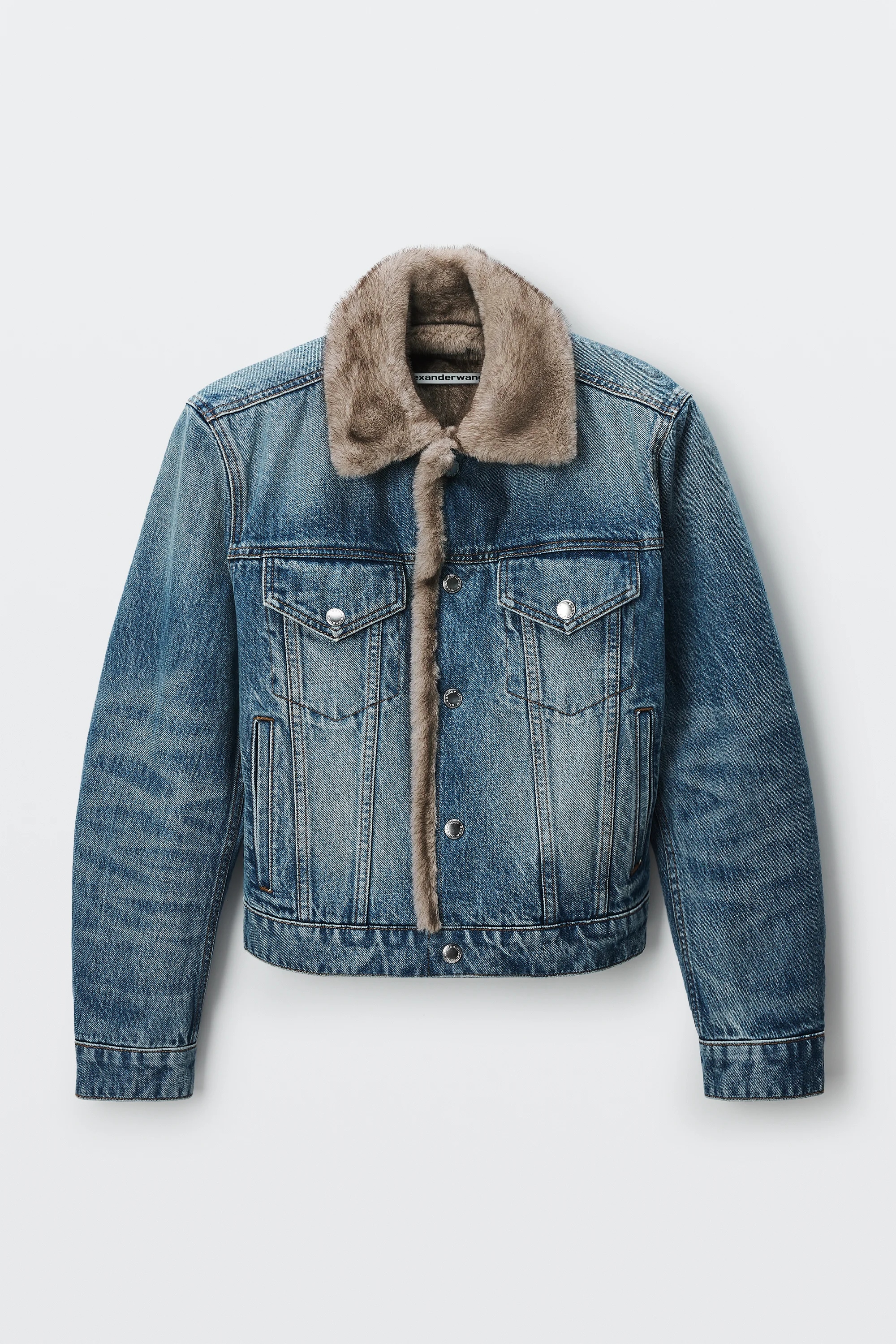 FAUX FUR LINED DENIM JACKET - 1