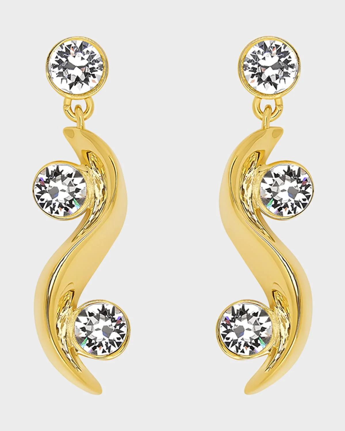 Crystal Wave Drop Earrings - 1