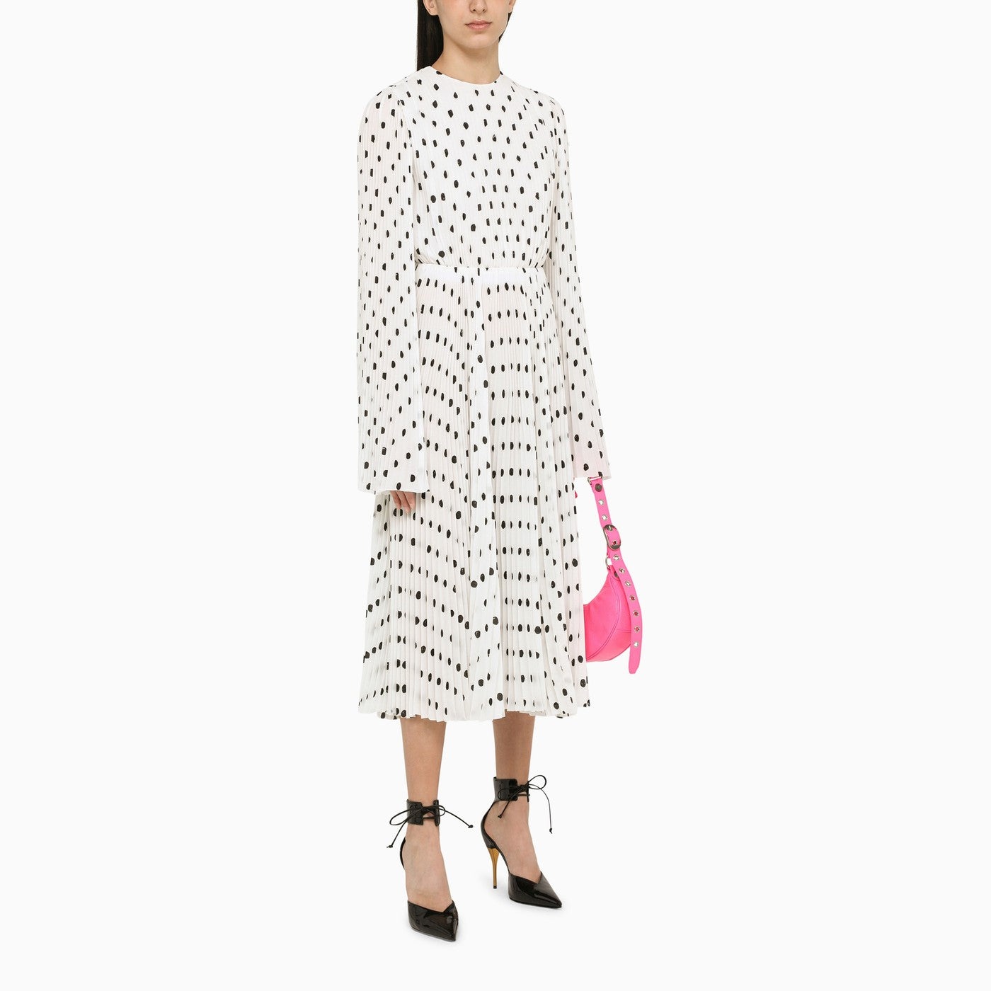 Balenciaga Hand Drawn Polka Dot White Dress - 2