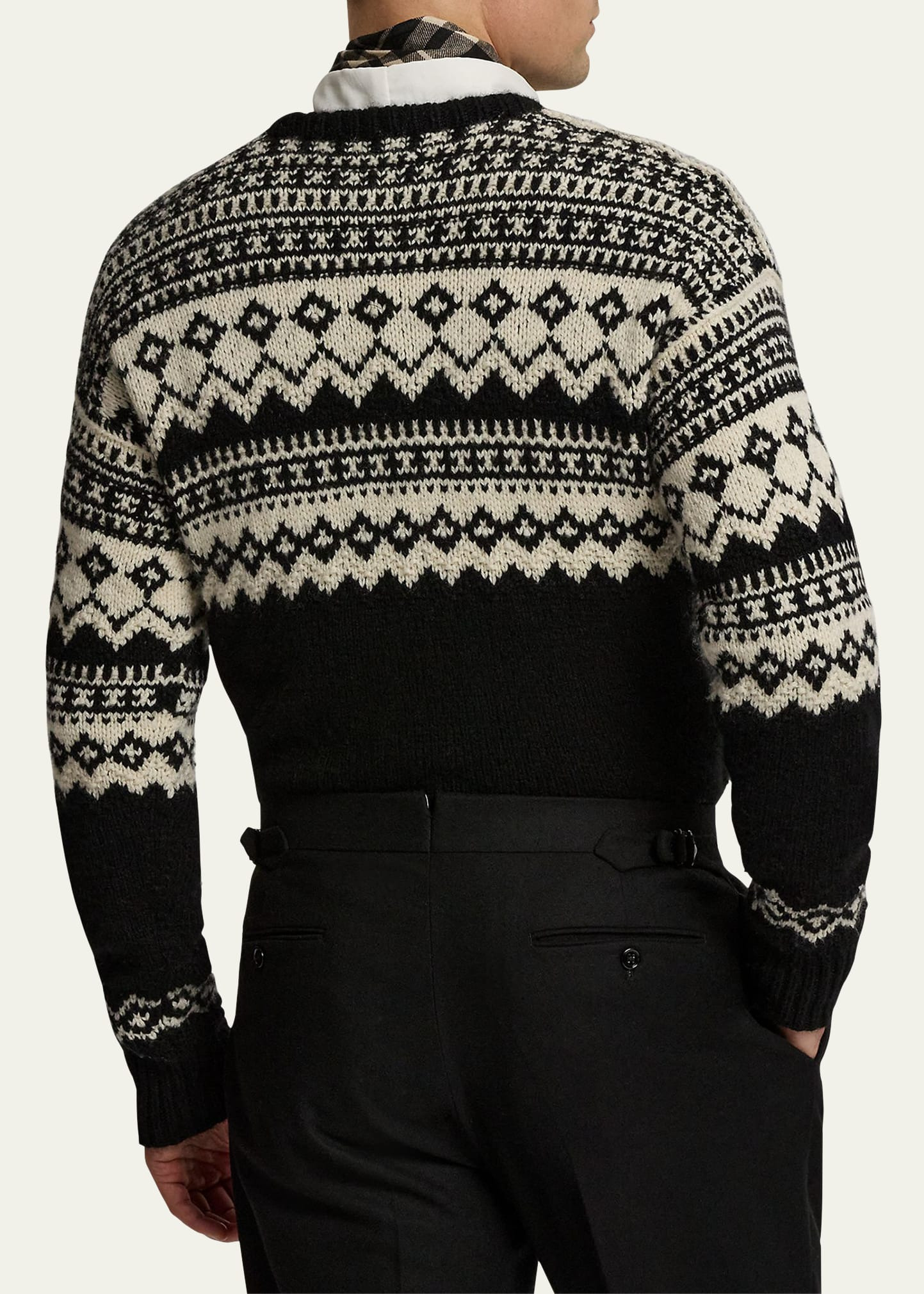 Men's Cashmere Fair Isle Intarsia Crewneck Sweater - 3