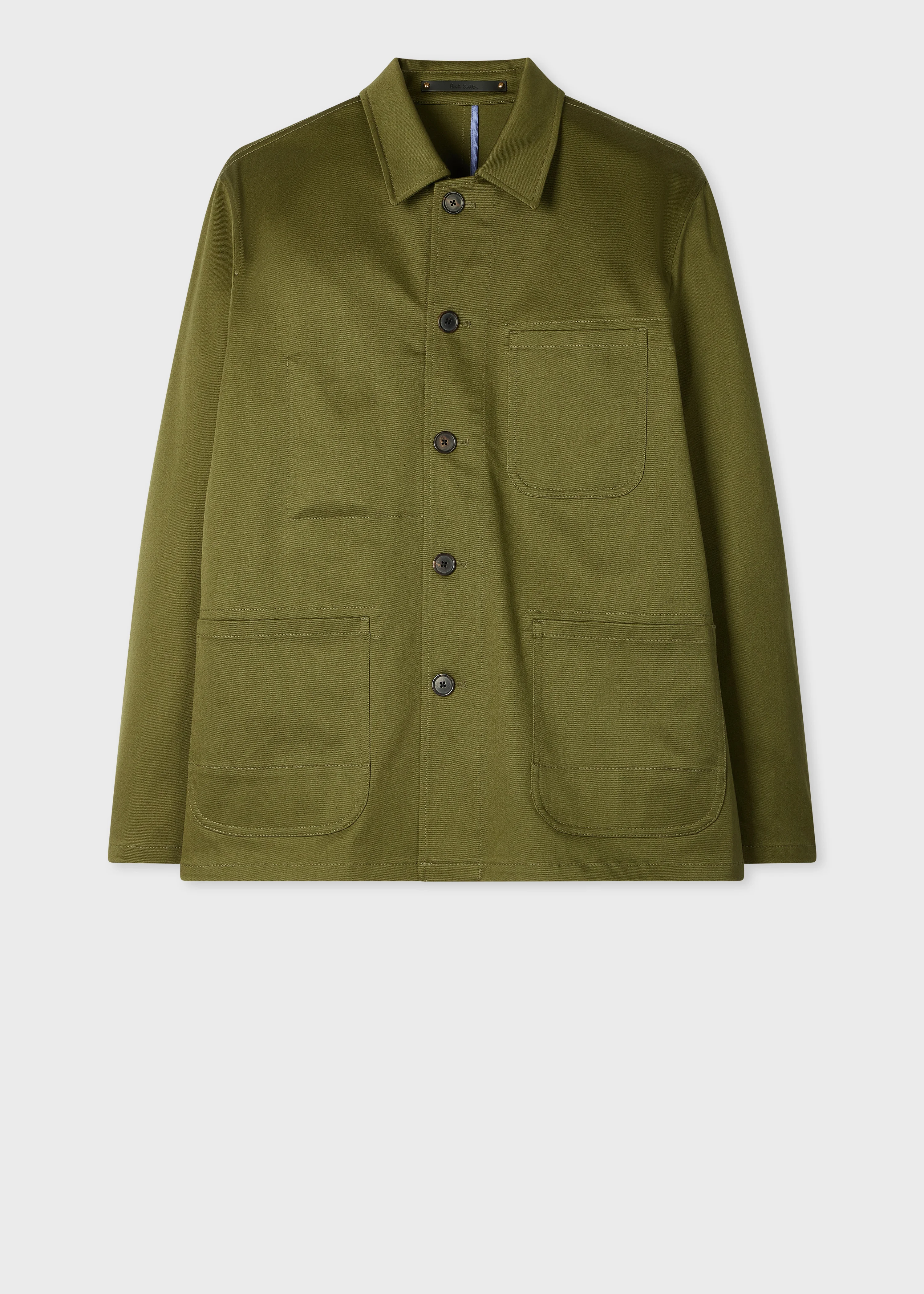 Khaki Green Cotton-Twill Chore Jacket - 1