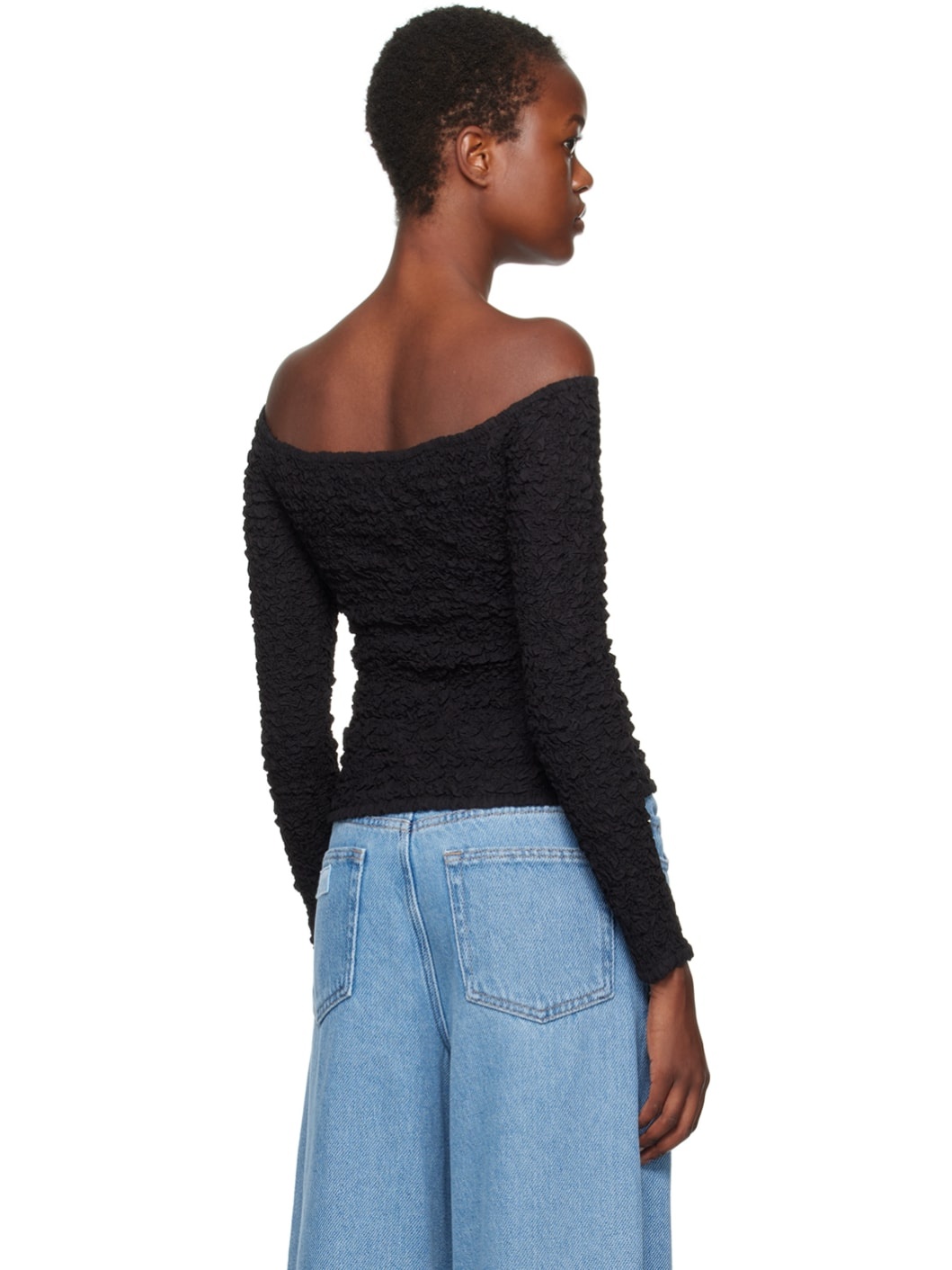 Black Smocked Blouse - 3