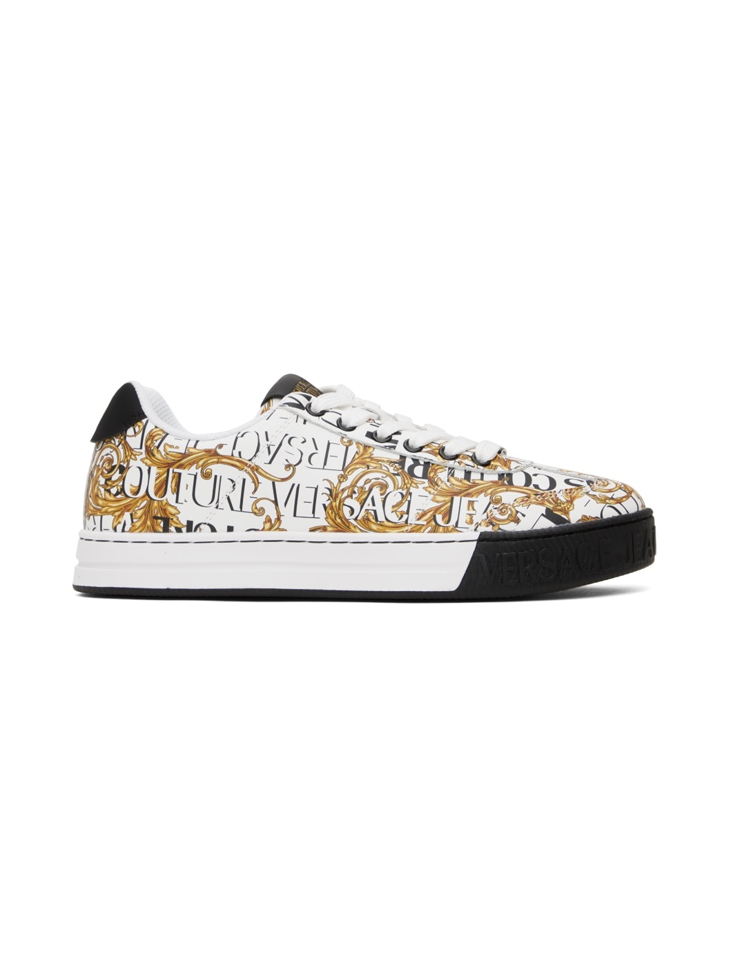 White & Gold Court 88 Sneakers - 1