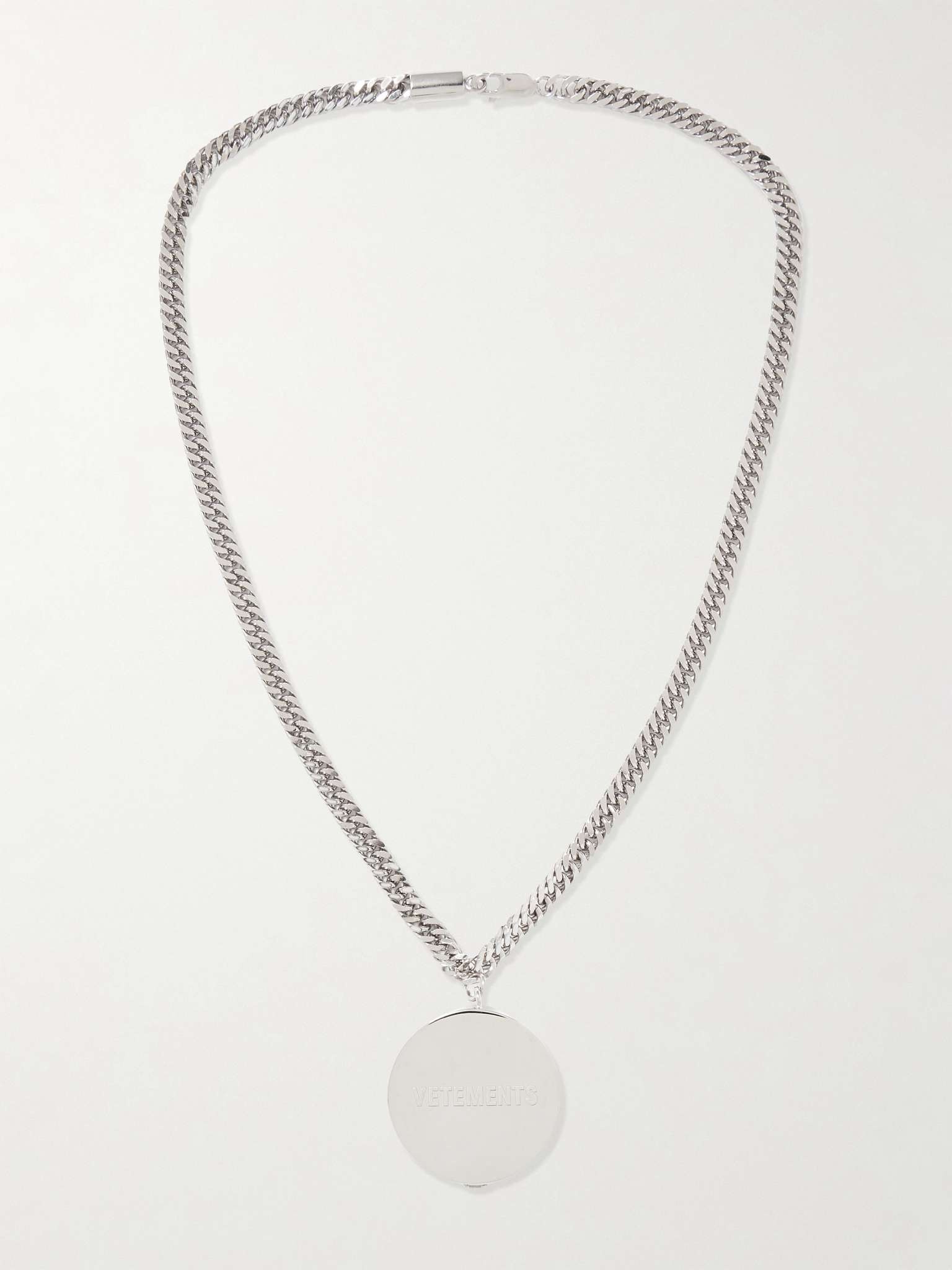 Grinder Logo-Engraved Silver-Tone Pendant Necklace - 5