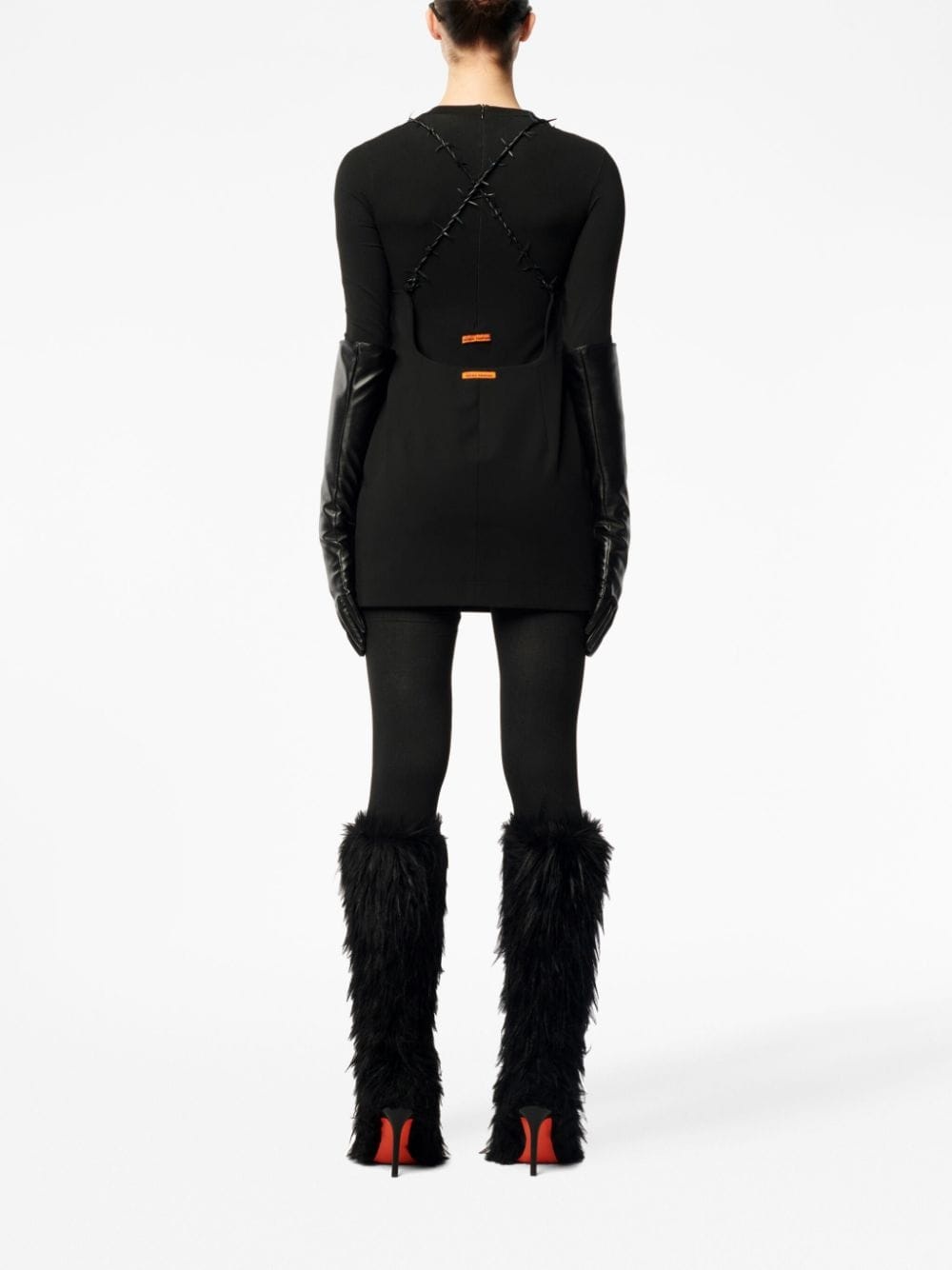 logo-patch criss-cross strap dress - 4