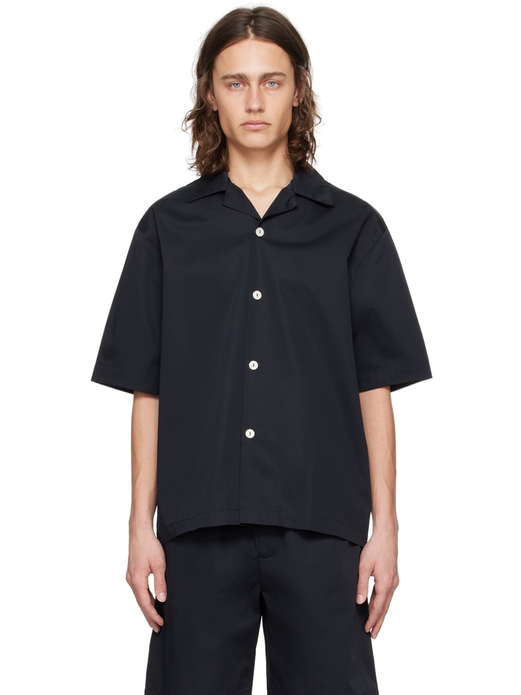 Black Camp Collar Shirt - 1