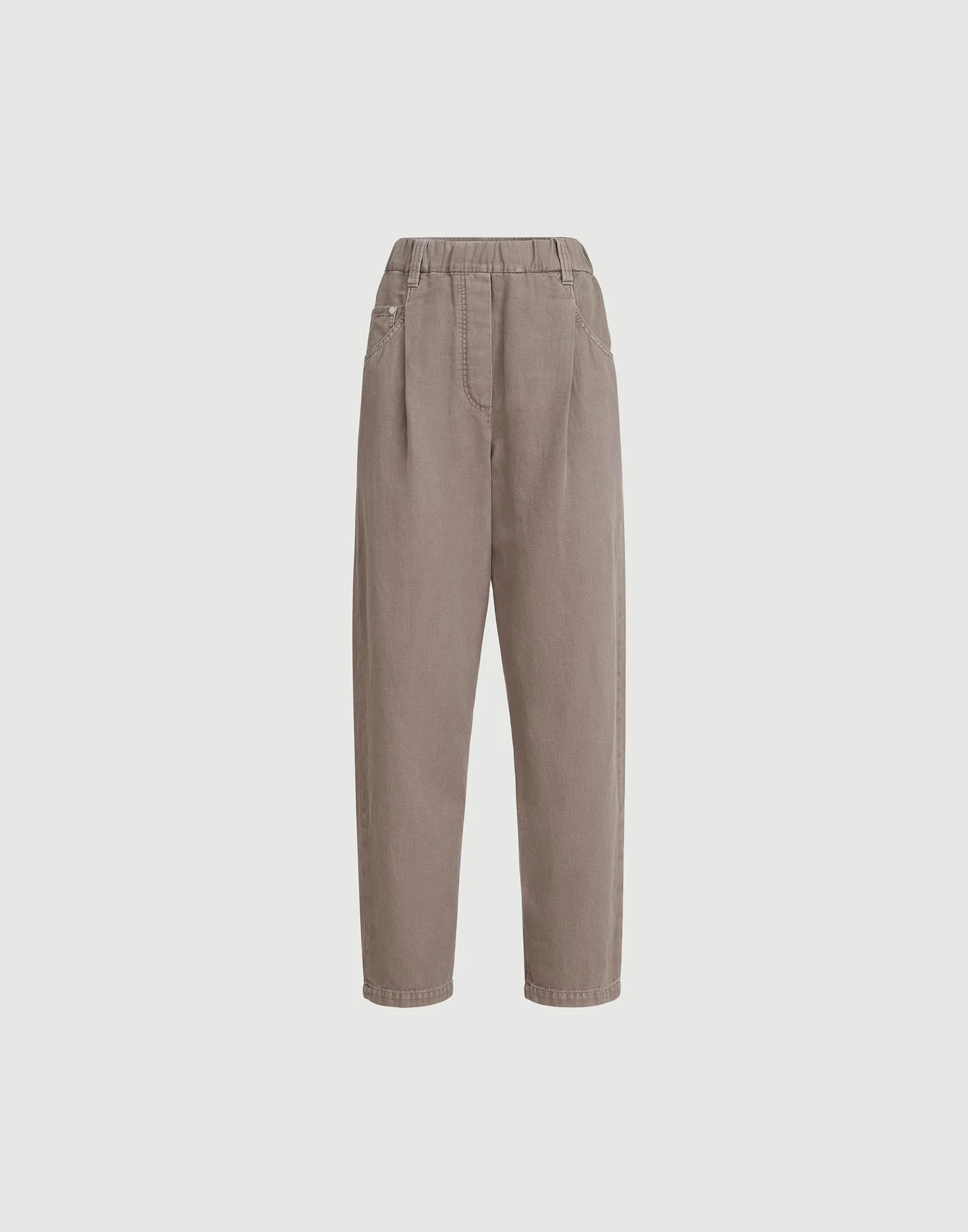 Garment-dyed five-pocket trousers in cotton and linen cover with monili - 1