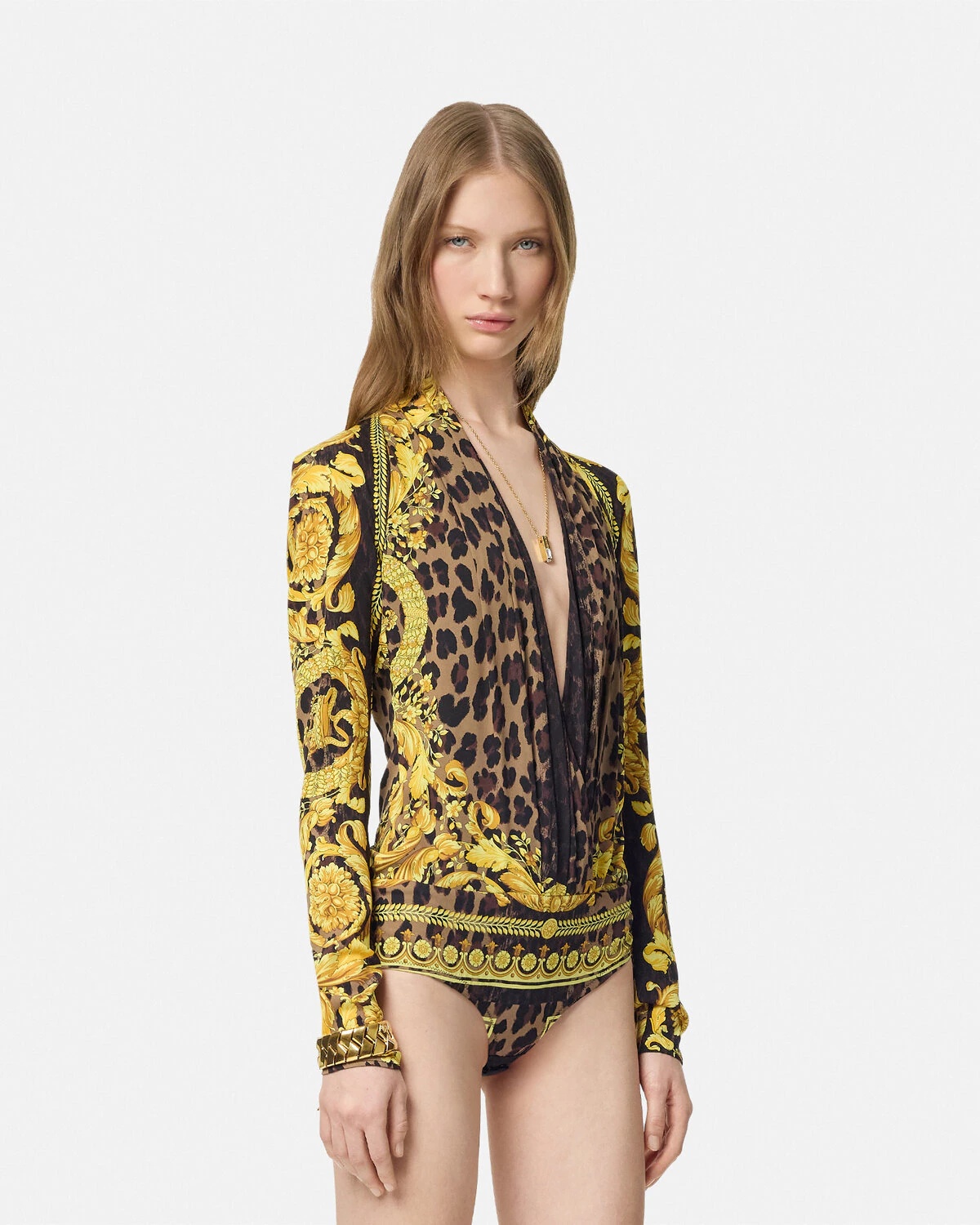 Wild Barocco Silk Draped Bodysuit - 4