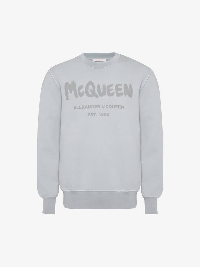 Men's McQueen Graffiti Sweatshirt in Dove Grey 1