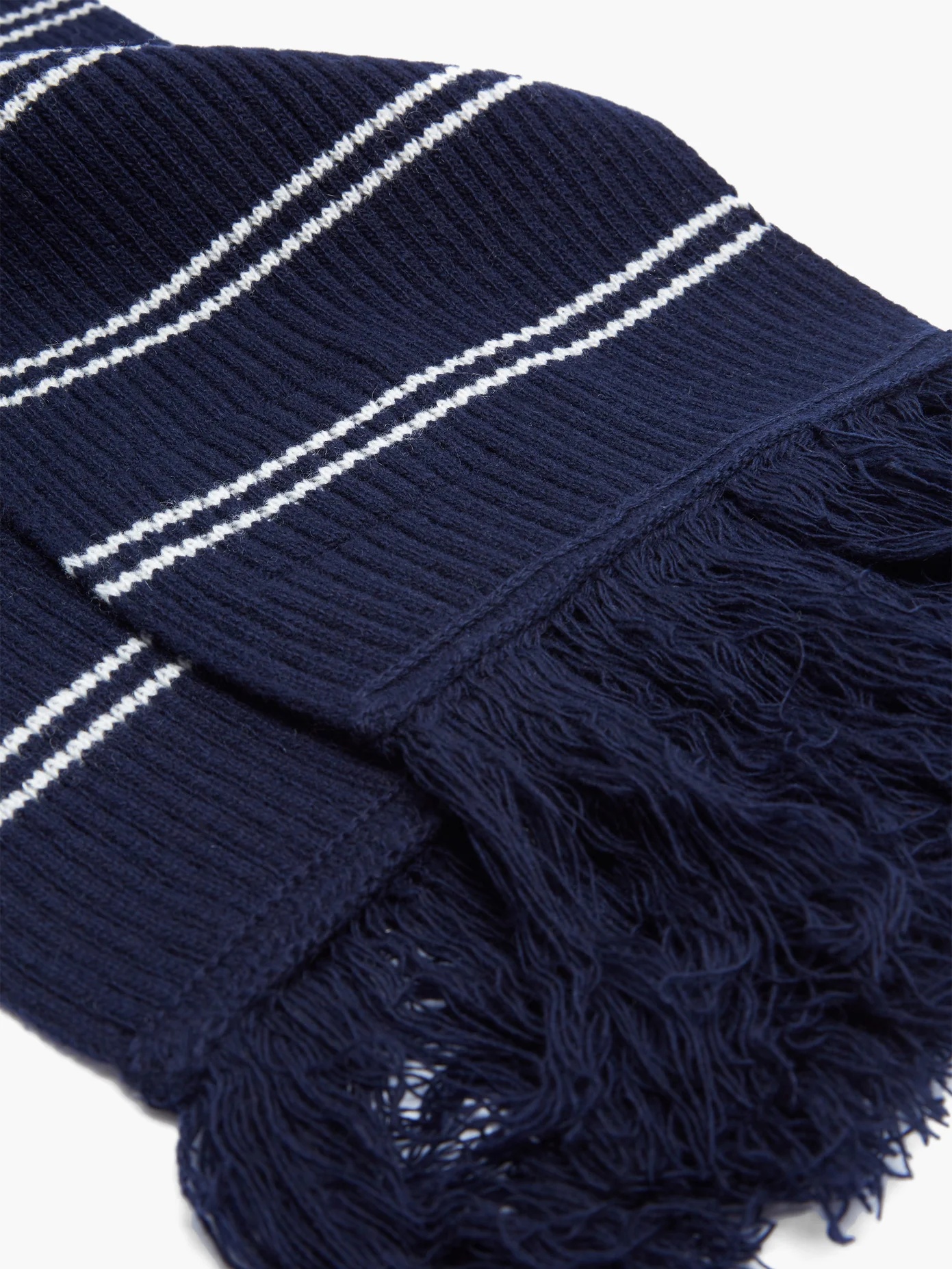 Logo-label striped wool-blend scarf - 2