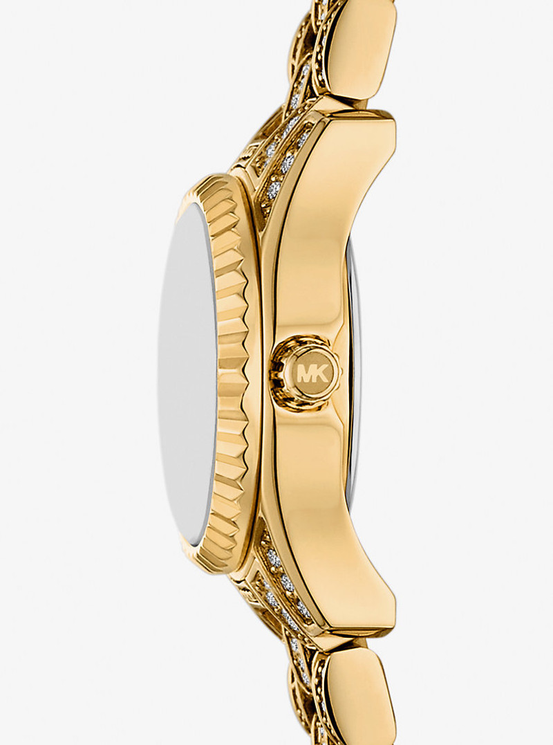 MICHAEL KORS Micro Lexington Pavé Gold-Tone Watch outlook