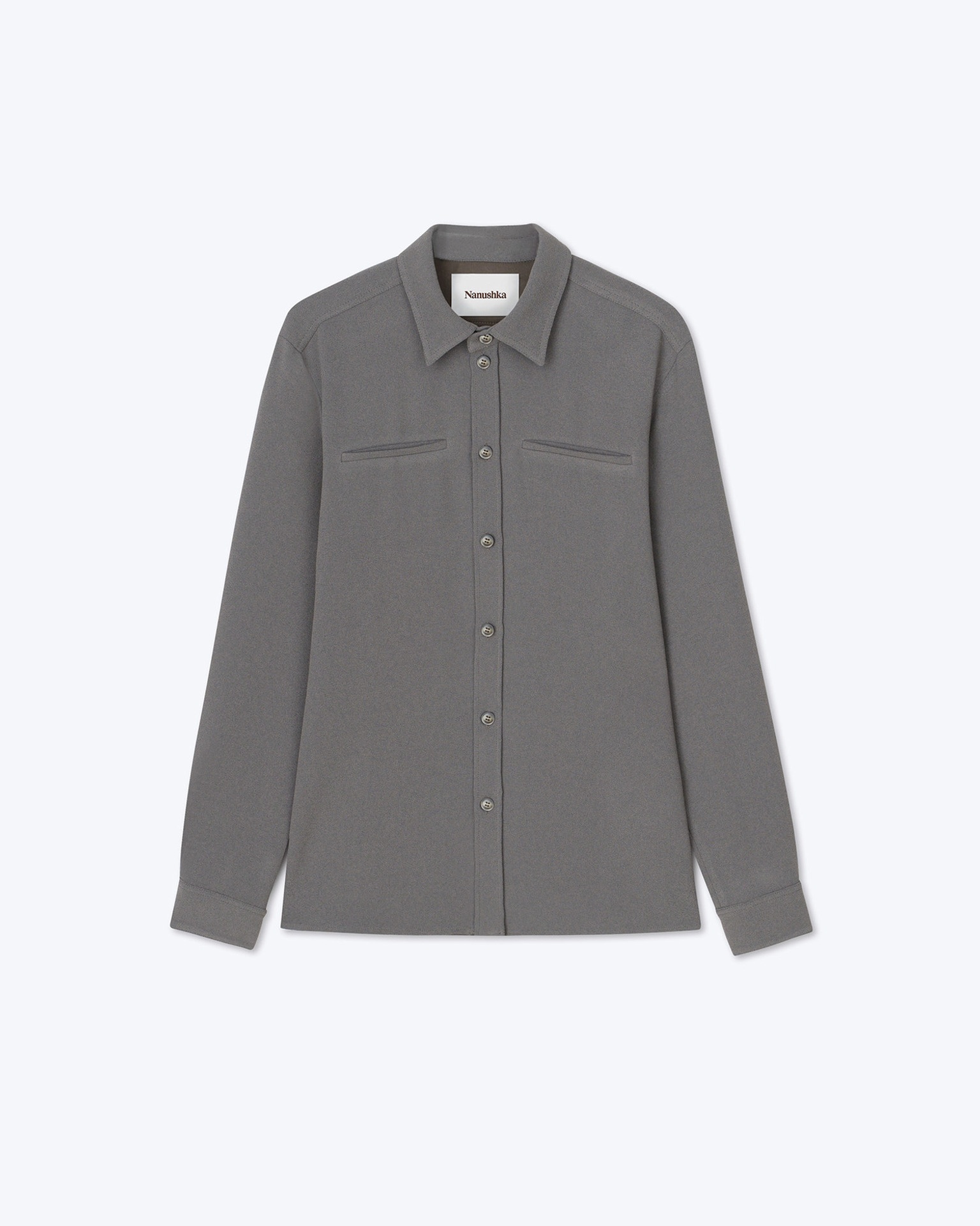SABRIN - Oversized boucle crepe shirt - Dark grey - 1