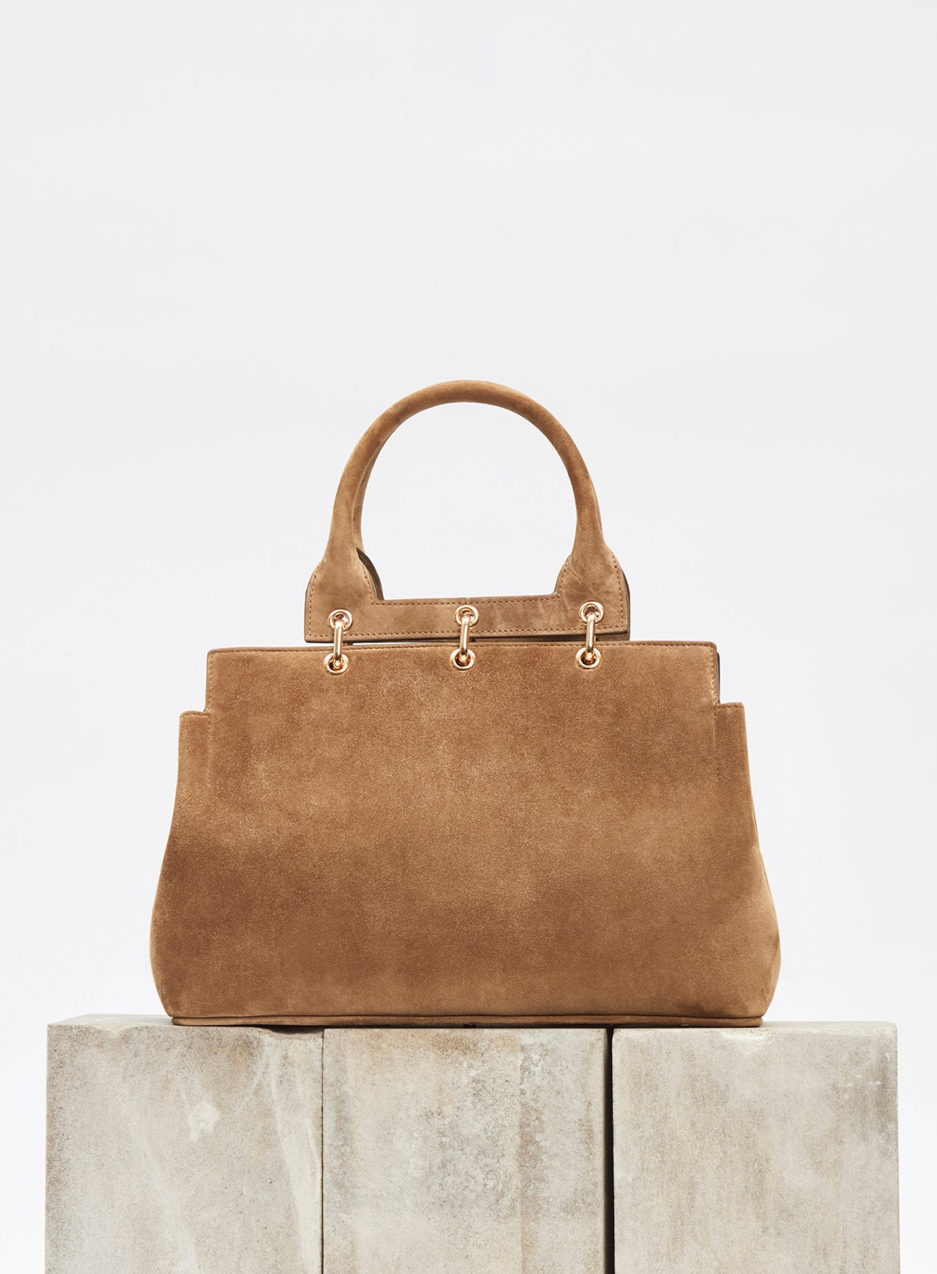 Small Amethyst Bag in Dark Sand Suede - 6