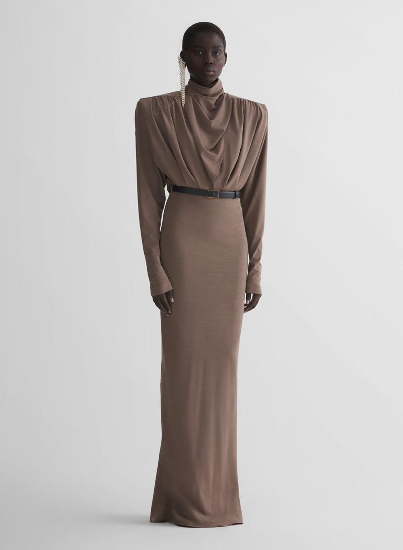 MUGLER brown column power dress outlook
