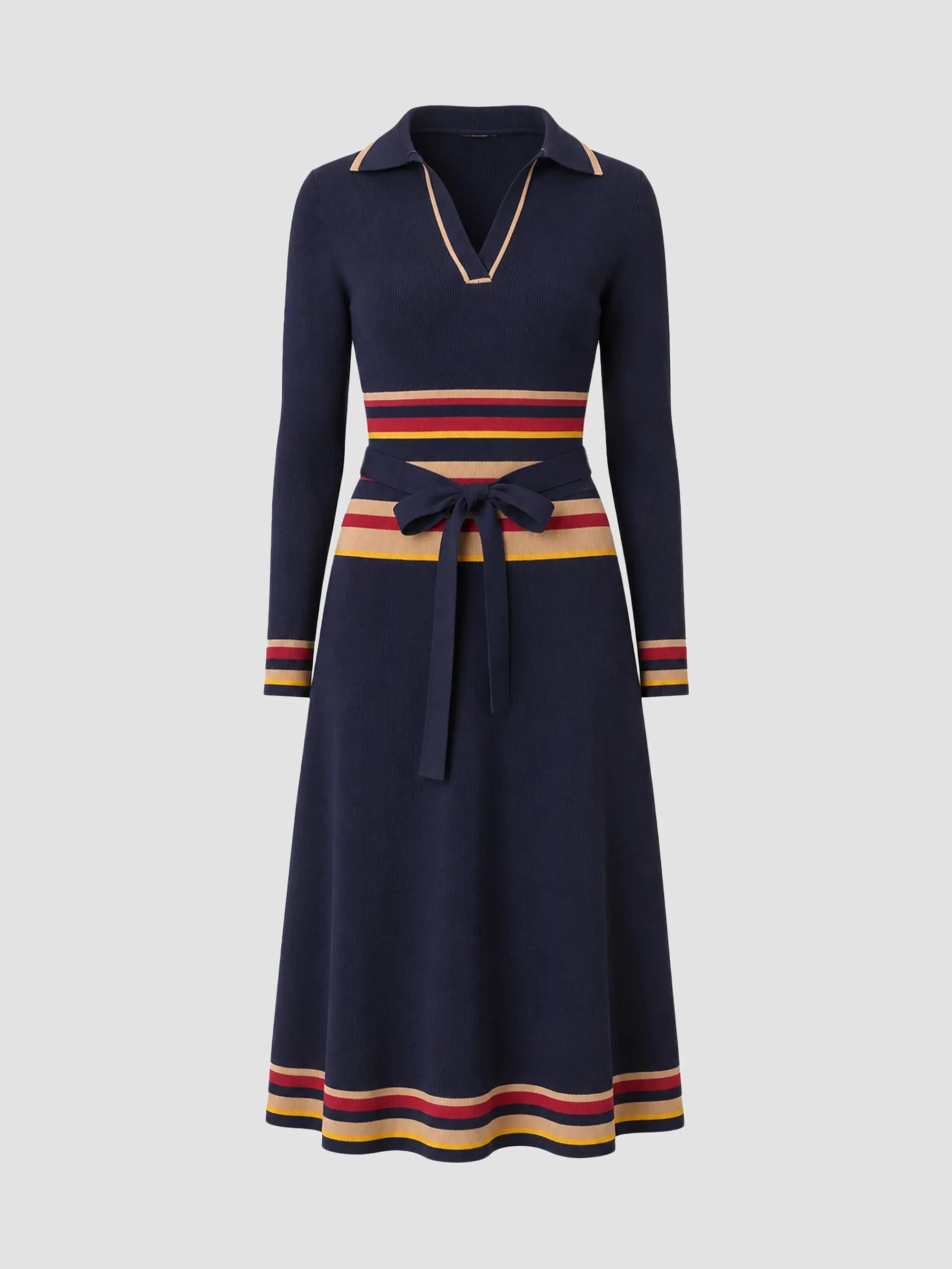 Women's Milner Striped Knit Polo Midi Dress - Navy Multi - 1
