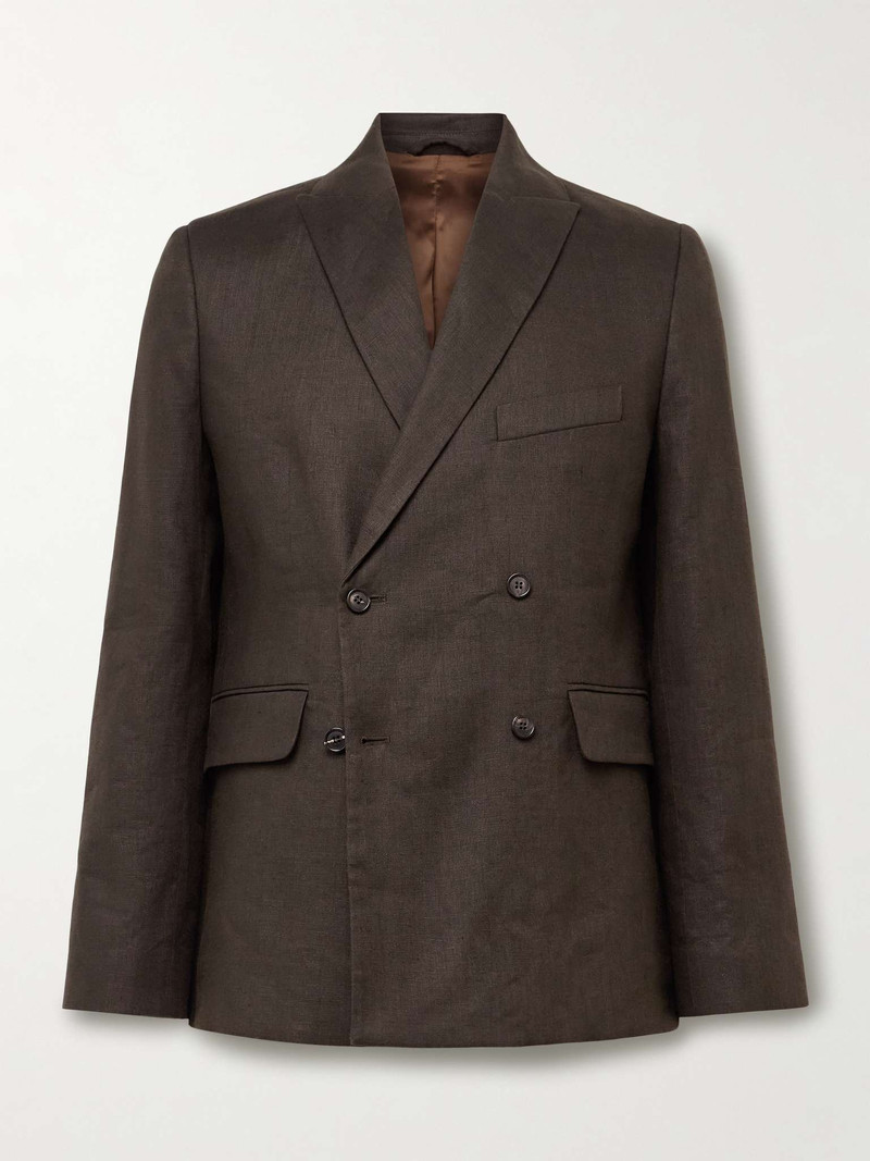 Double-Breasted Linen Suit Jacket - 1