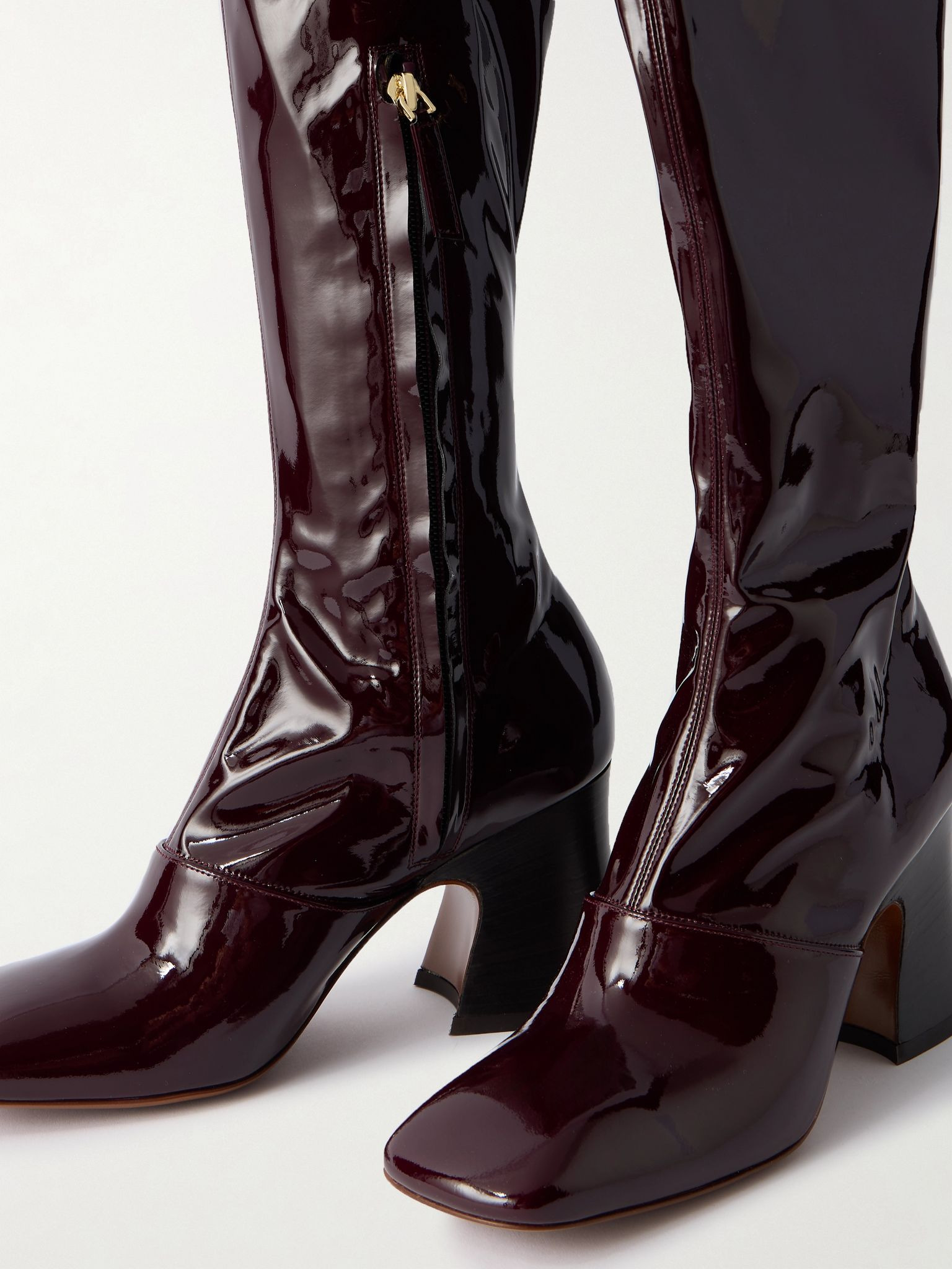 Janis glossed over-the-knee boots Burgundy - 4