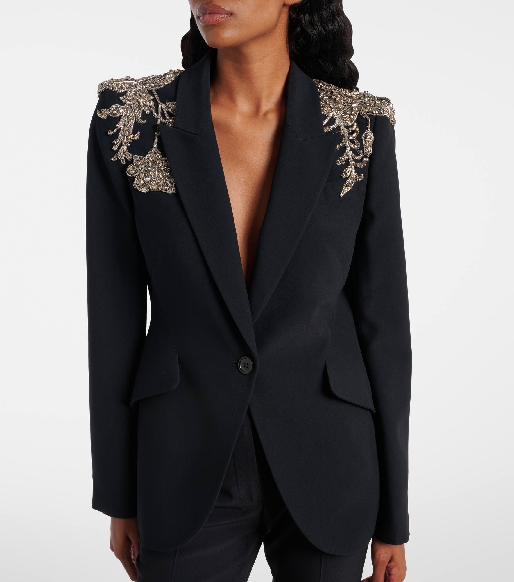 Embellished crepe blazer - 6