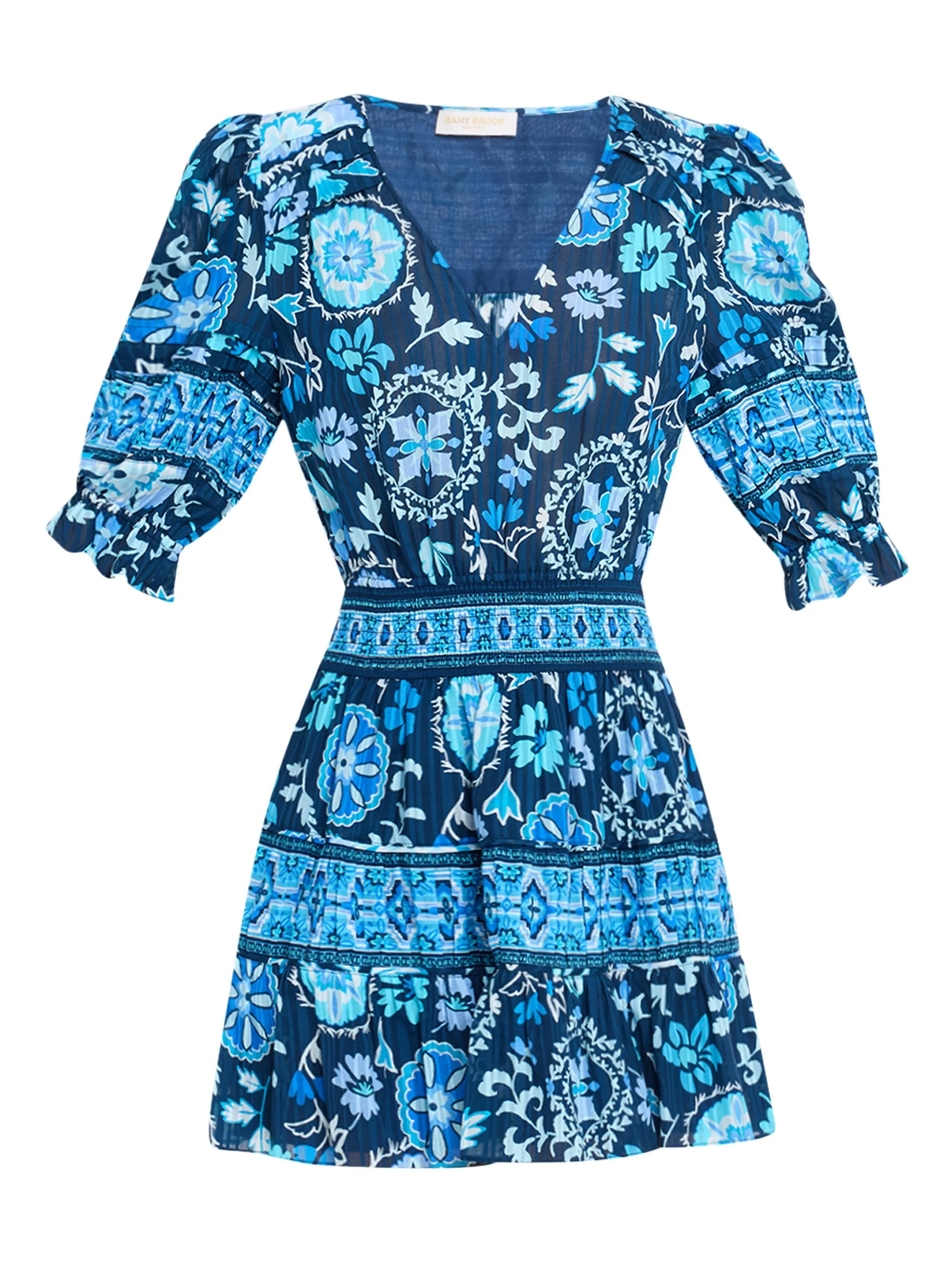 Women's Maya Floral Minidress - Blue Pattern - 1