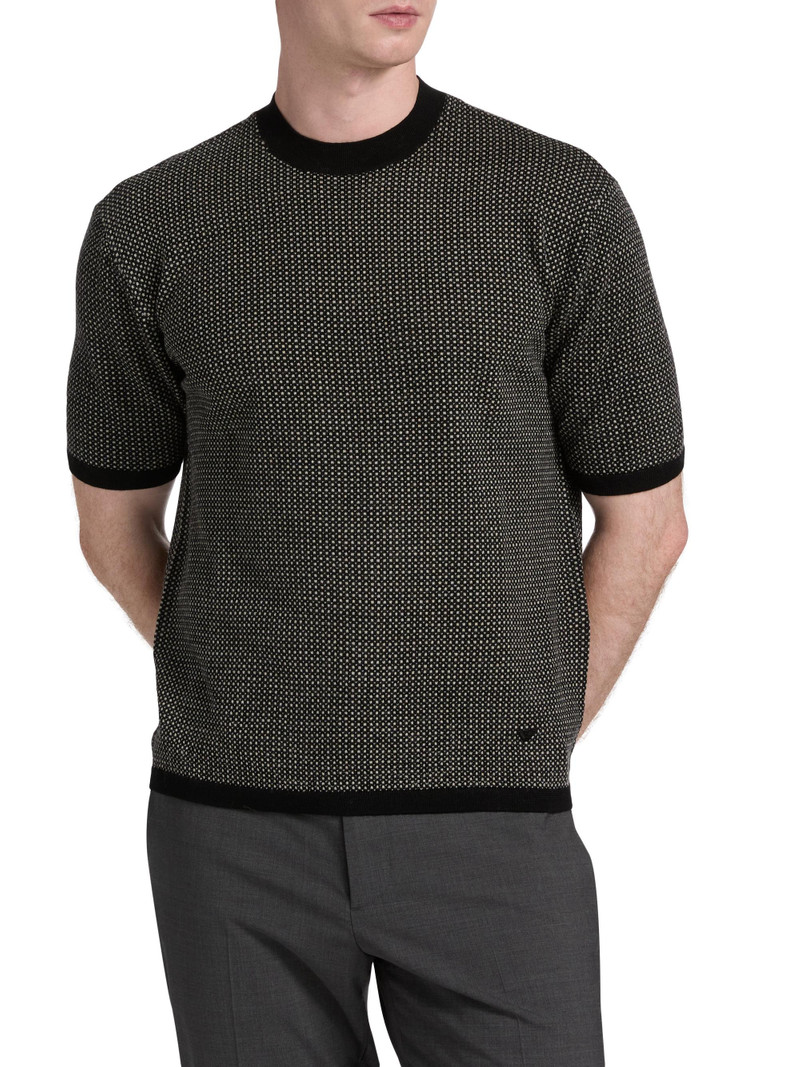 Men's Micro Dot Short-Sleeve Crewneck Sweater - Black 3