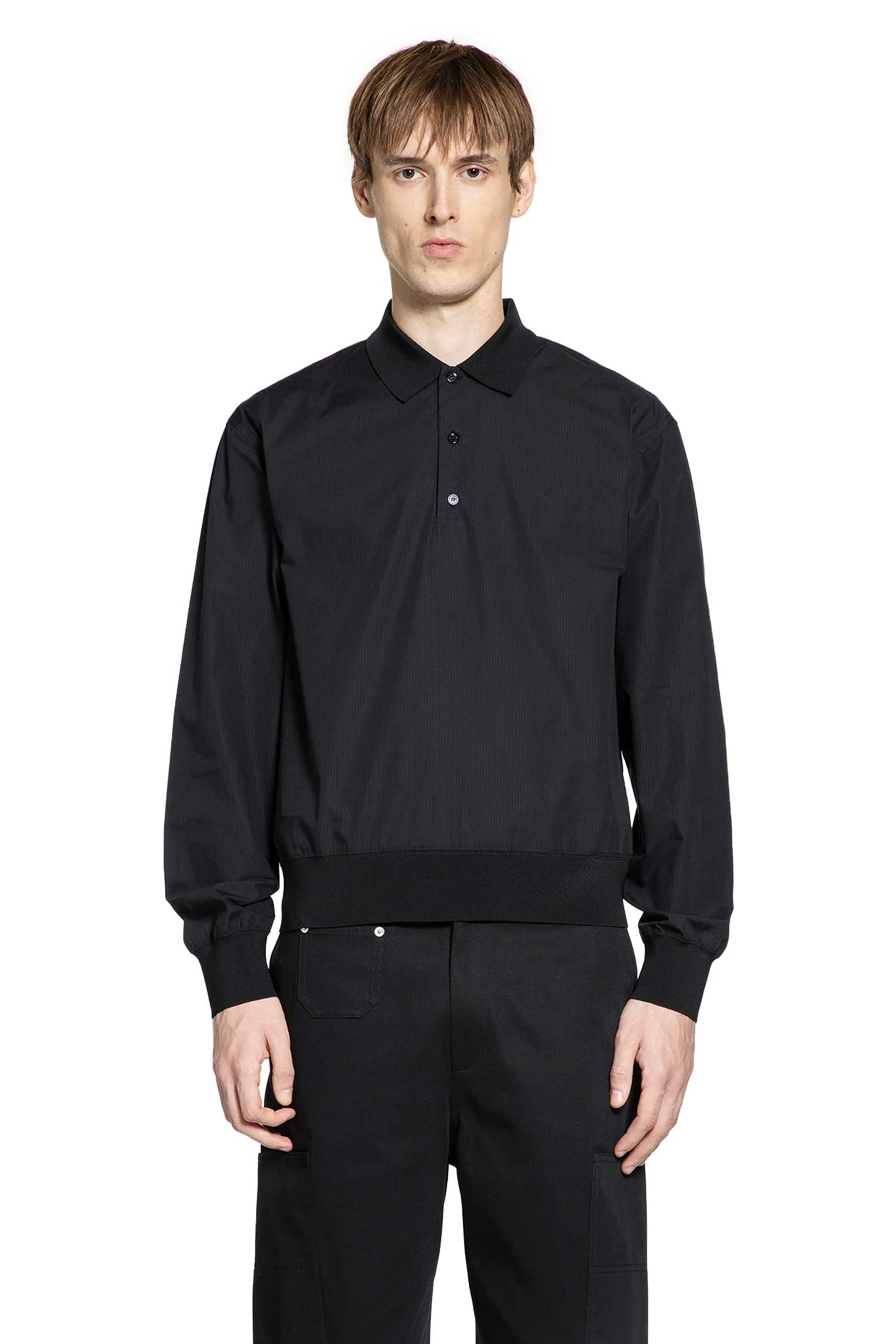 Striped Cotton Poplin Polo Shirt - 1