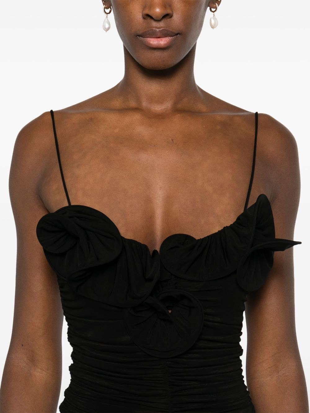 ruched ruffle midi dress - 9