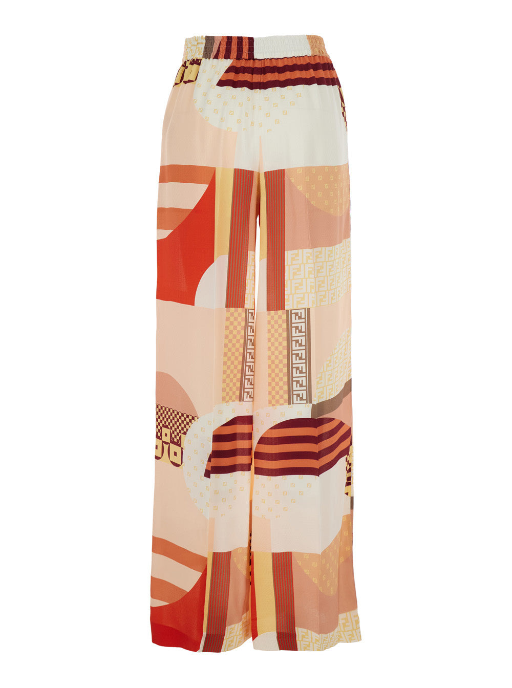 Fendi Women Multicolor Pants With High Elastic Waist And All-Over Patchwork Print In Silk Woman - 2