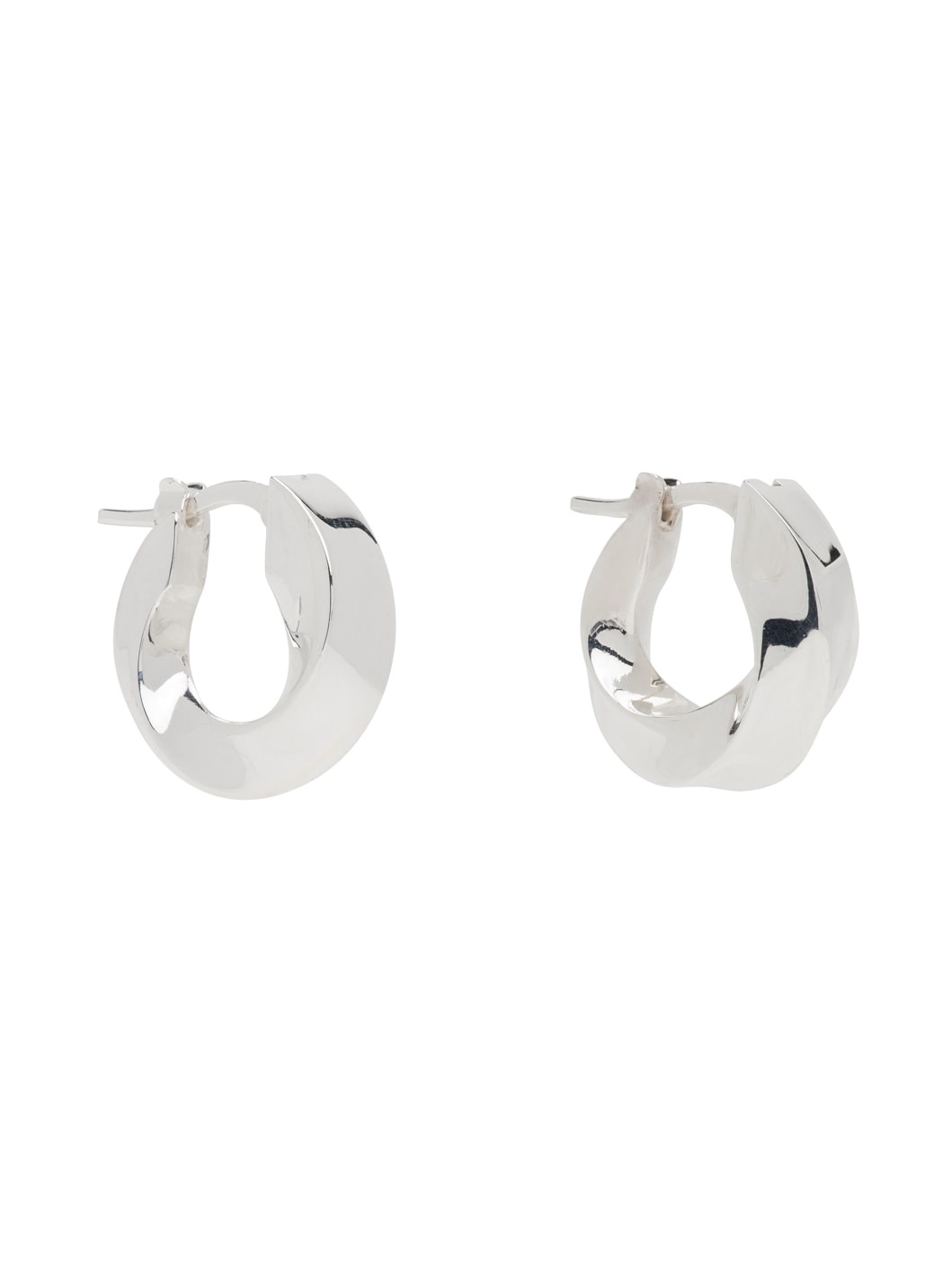 Silver Small Twisted Hoop Earrings - 2