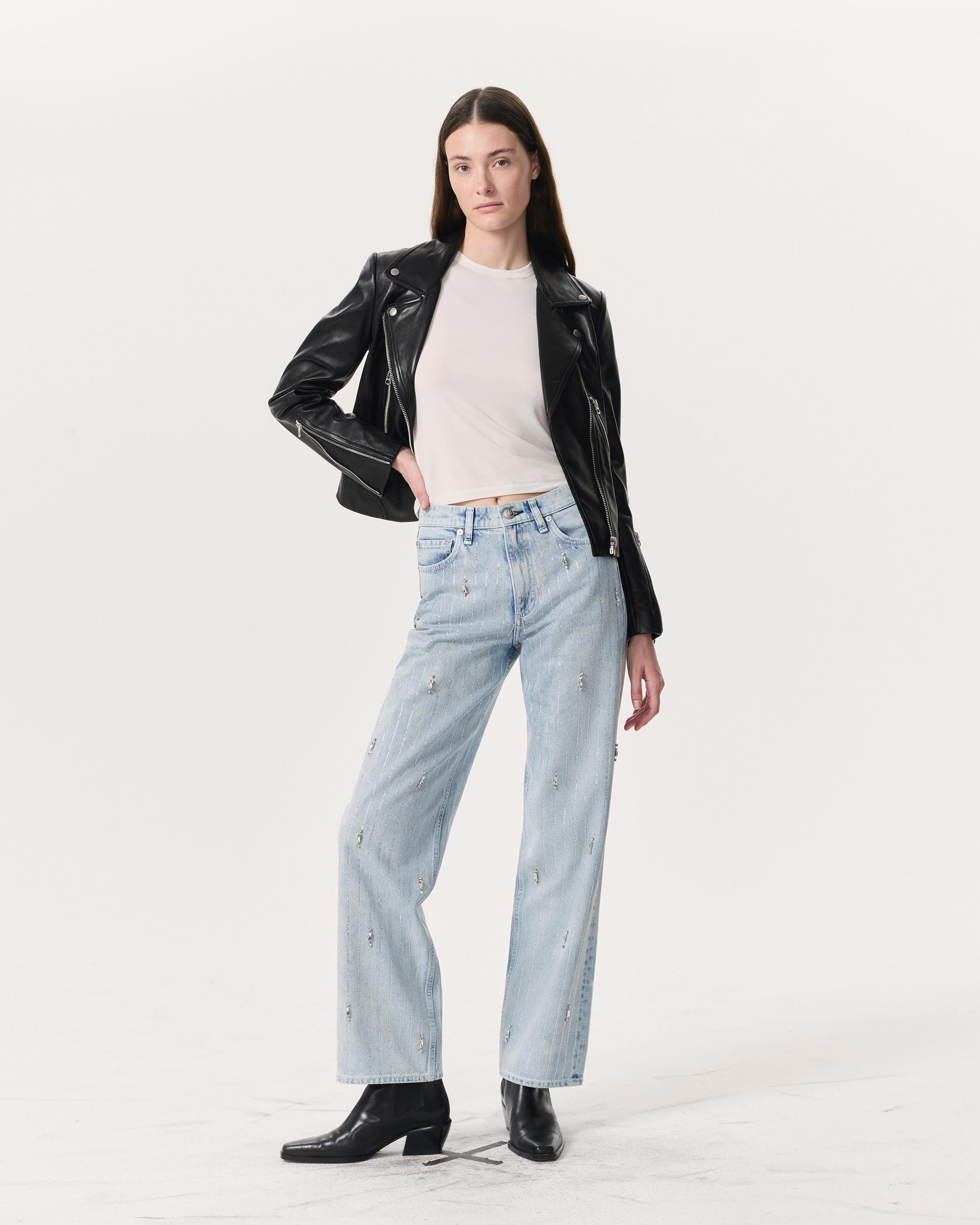 Shea Embellished Relaxed Straight Jeans
Lightweight Rigid Denim - 2
