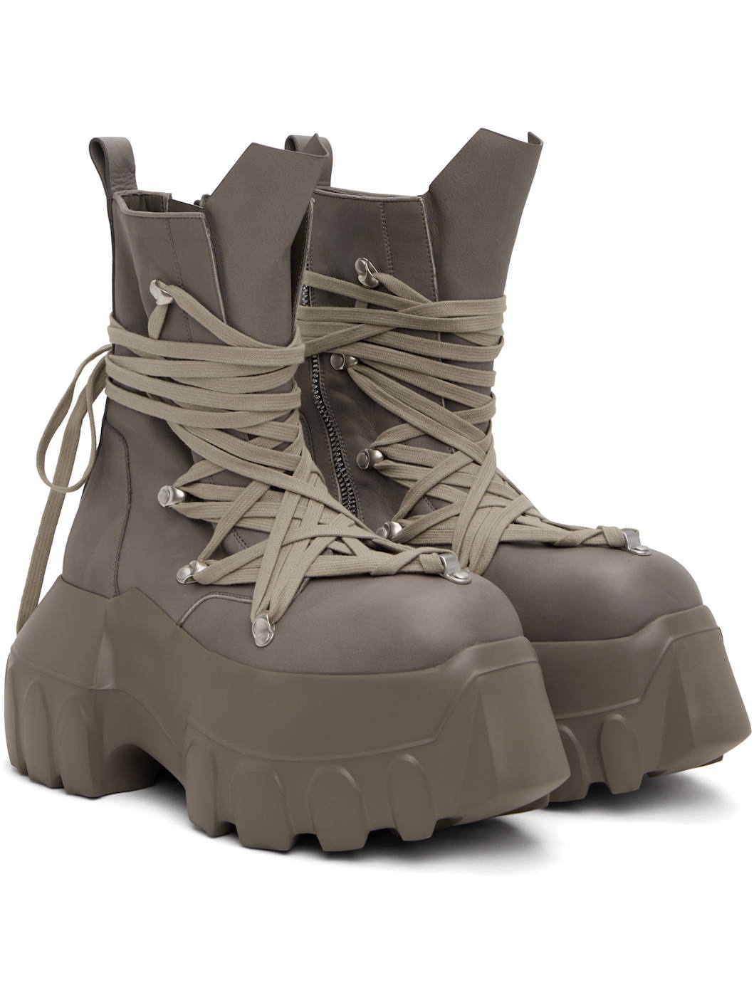 Gray Hollywood Megalace Mega Tractor Boots - 4