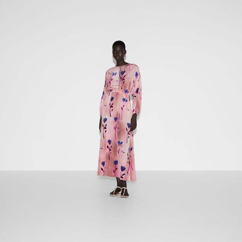 Gucci Floral Print Silk Crepe De Chine Dress - 2