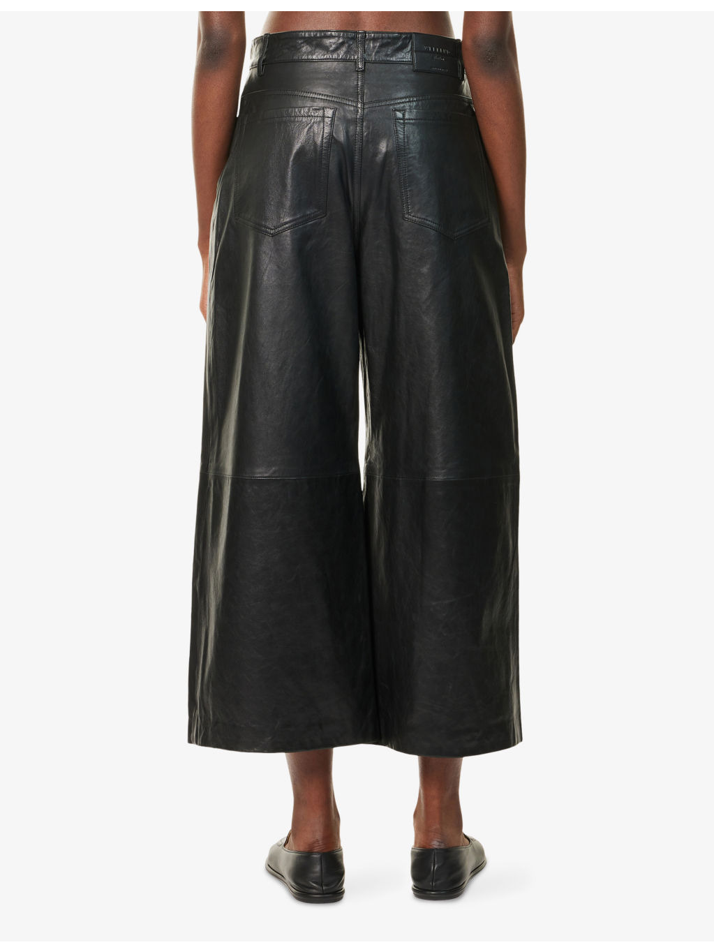 Blanc Wide-Leg Leather Trousers - 4