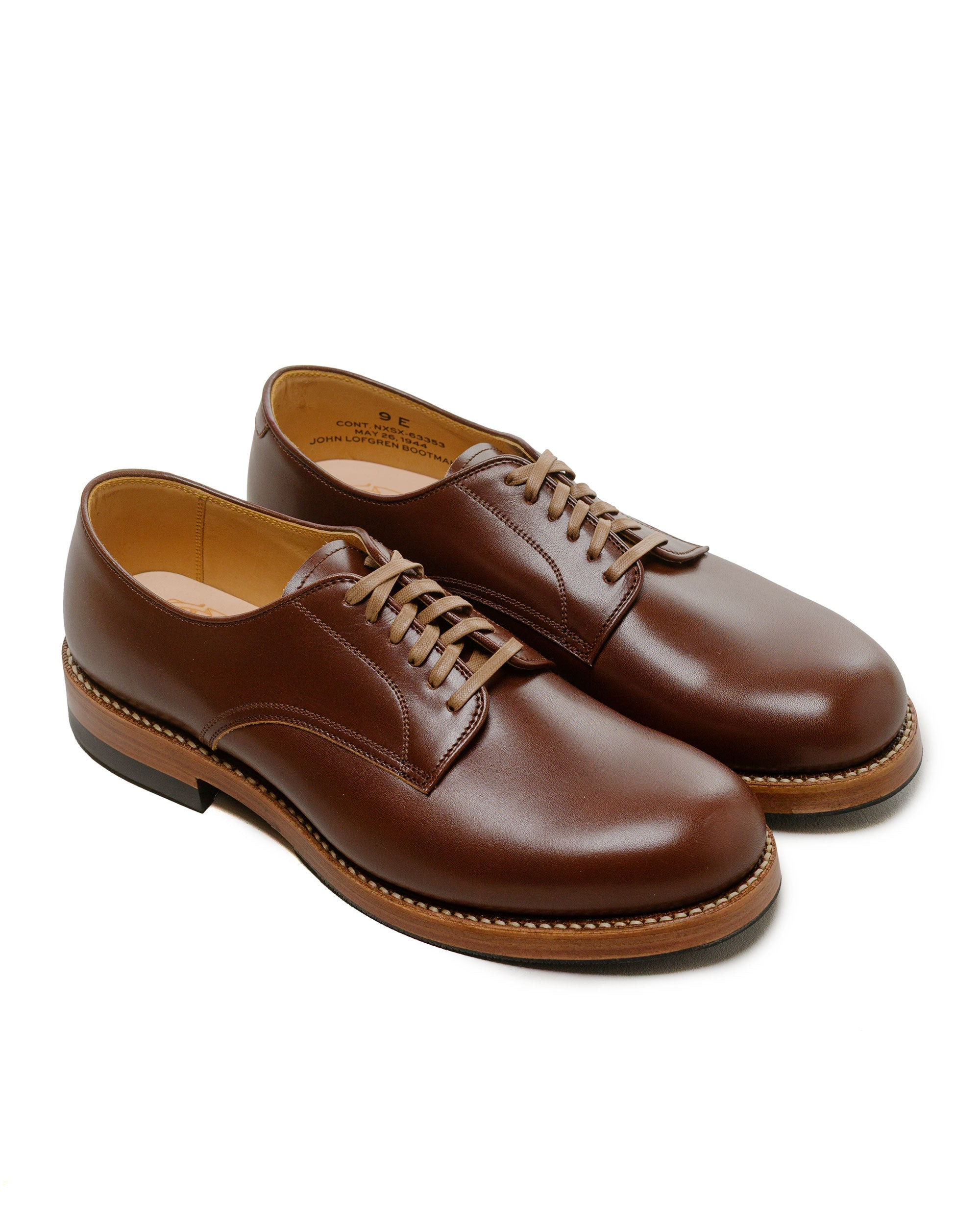 USN Low Quarter Shoes French Calfskin Russet Brown - 2