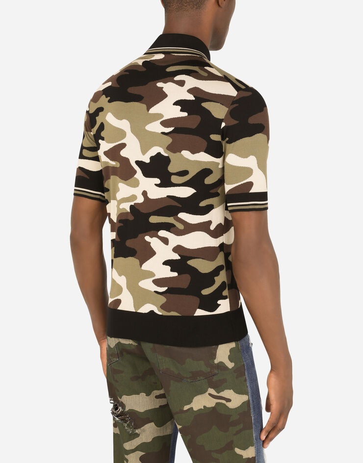 Short-sleeved polo-shirt with camouflage intarsia - 5